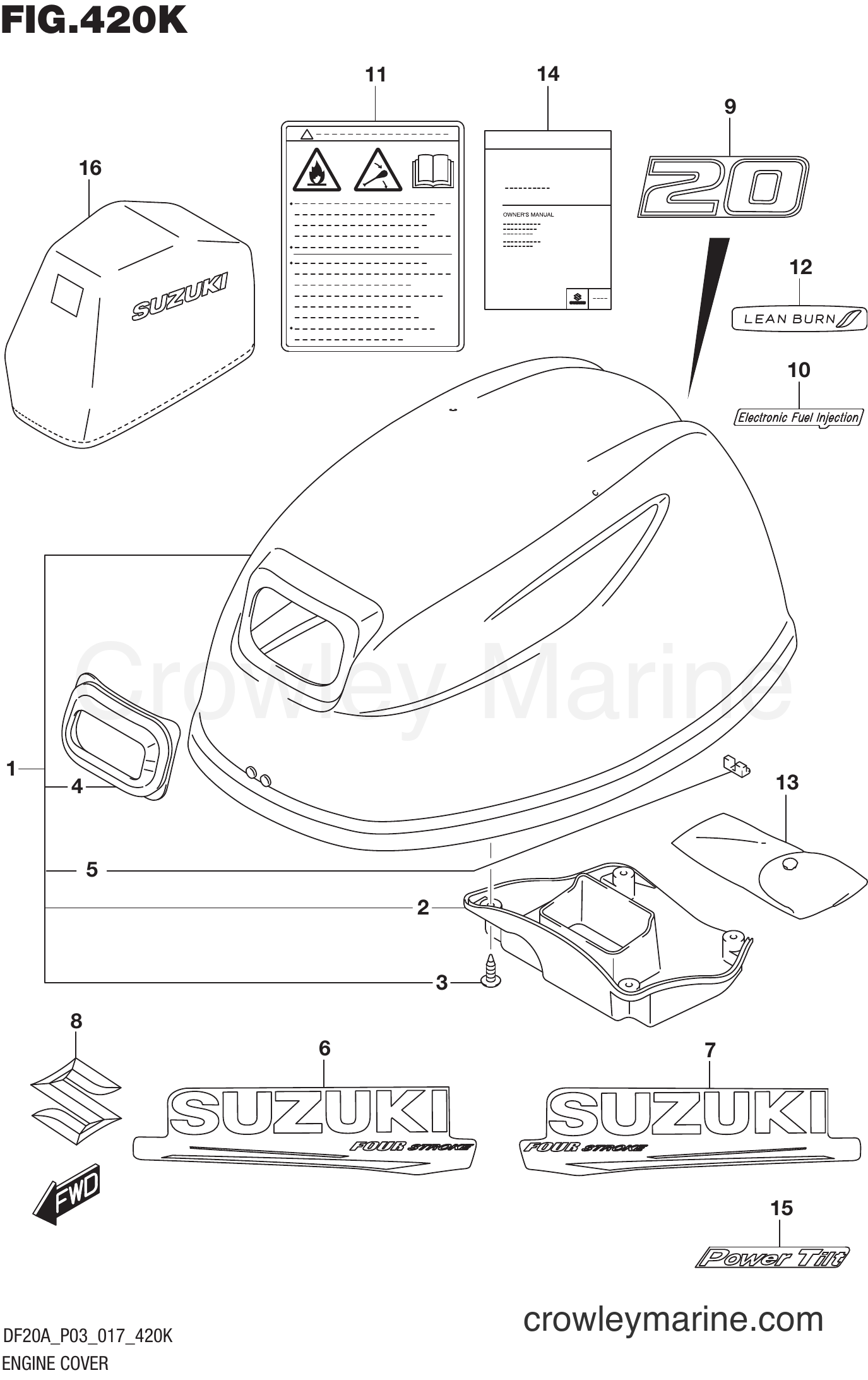 Suzuki Marine DF20ATH 710001~ - ENGINE COVER (DF20ATH P03)