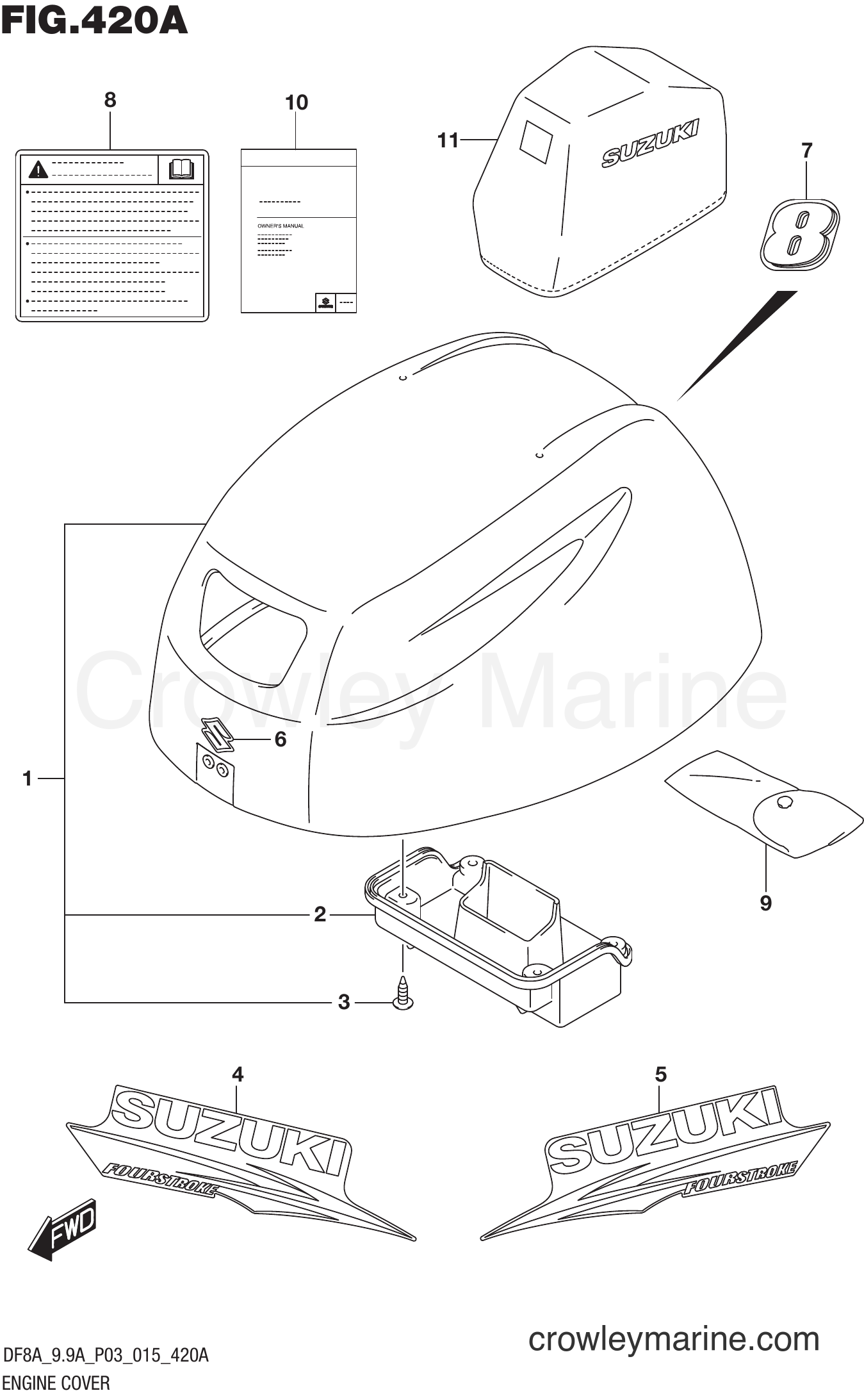Suzuki Marine DF9.9A 510001~ - ENGINE COVER (DF8A P03)
