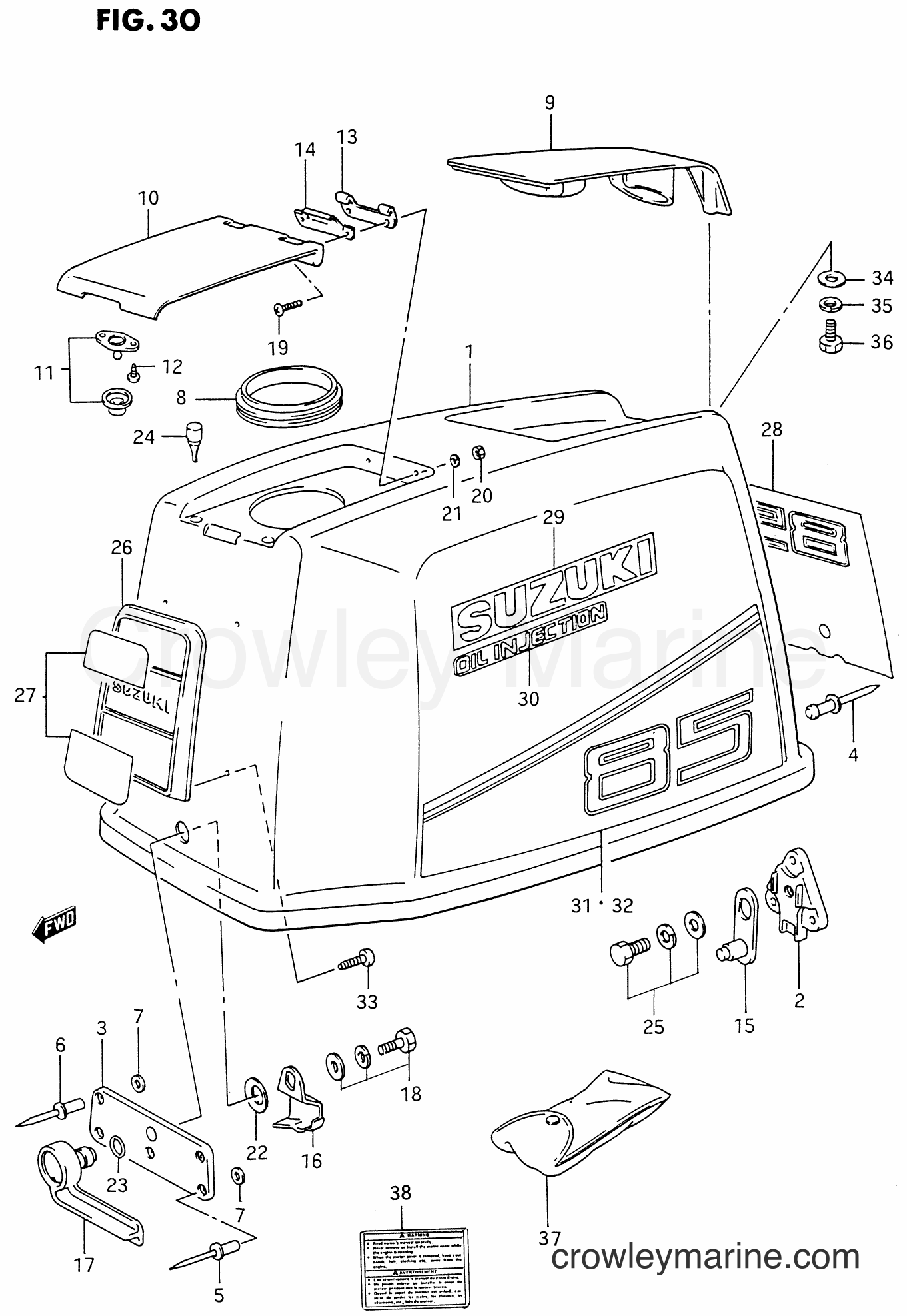 Suzuki Marine DT85 - ENGINE COVER (DT85,MODEL:89~94)