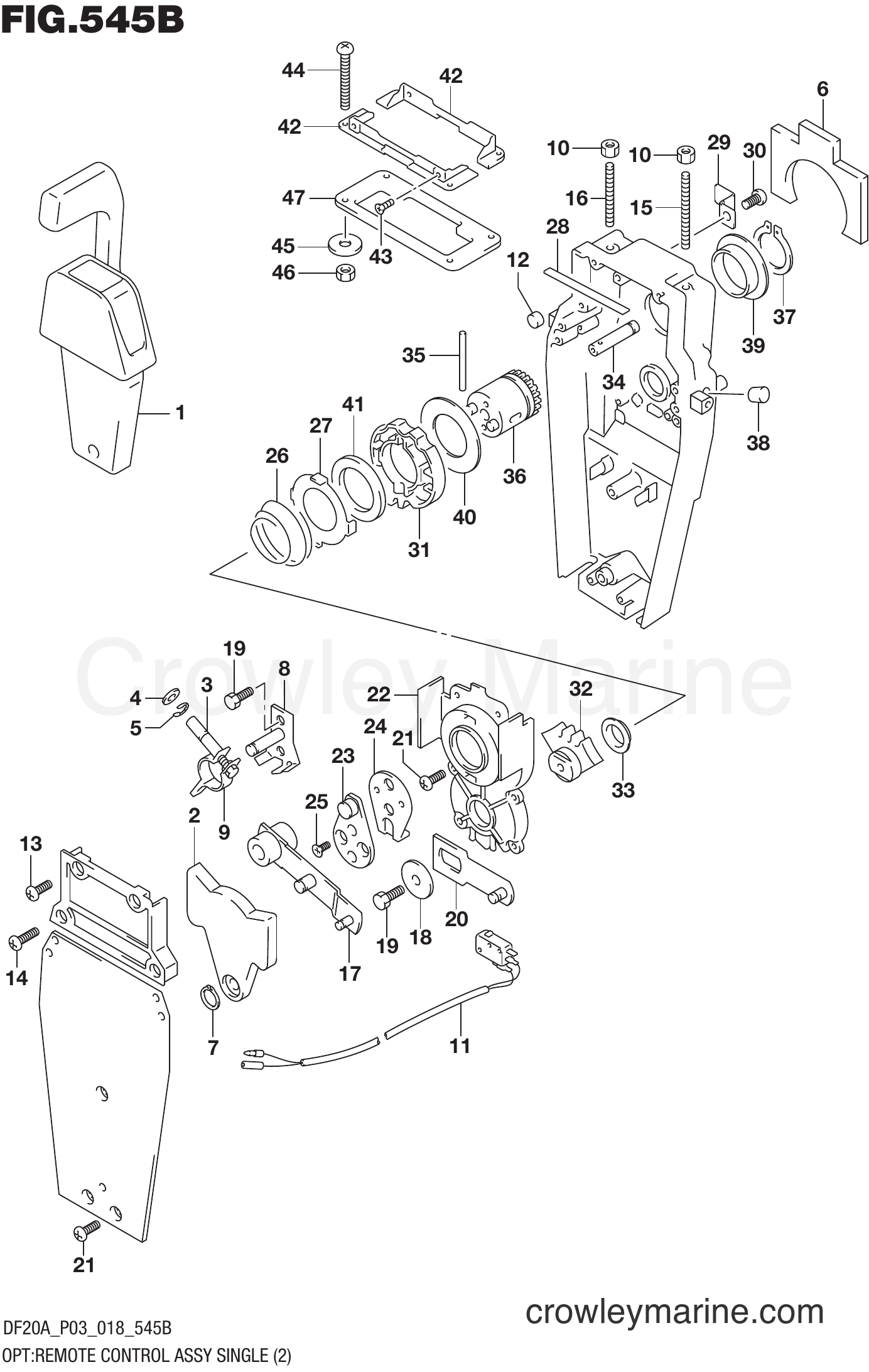 Suzuki Marine DF9.9BTH 810001~ - OPT:REMOTE CONTROL ASSY SINGLE (2) (DF20A)(DF20AT)