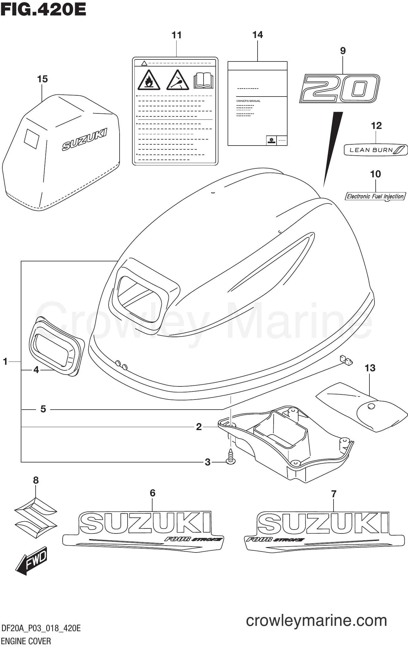 Suzuki Marine DF9.9BTH 810001~ - ENGINE COVER (DF20A)