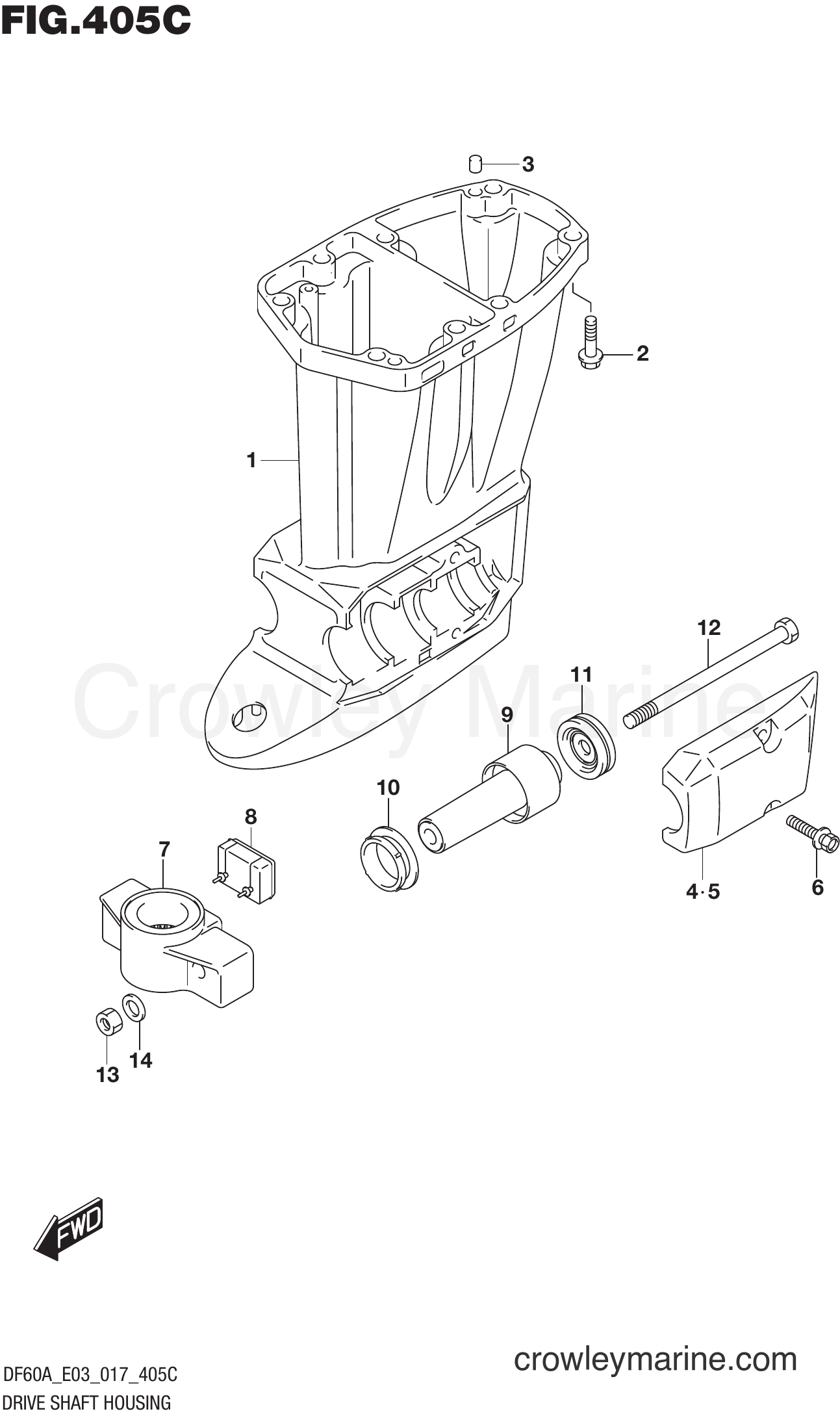 Suzuki Marine DF60A 710001~ - DRIVE SHAFT HOUSING (DF60A E03)