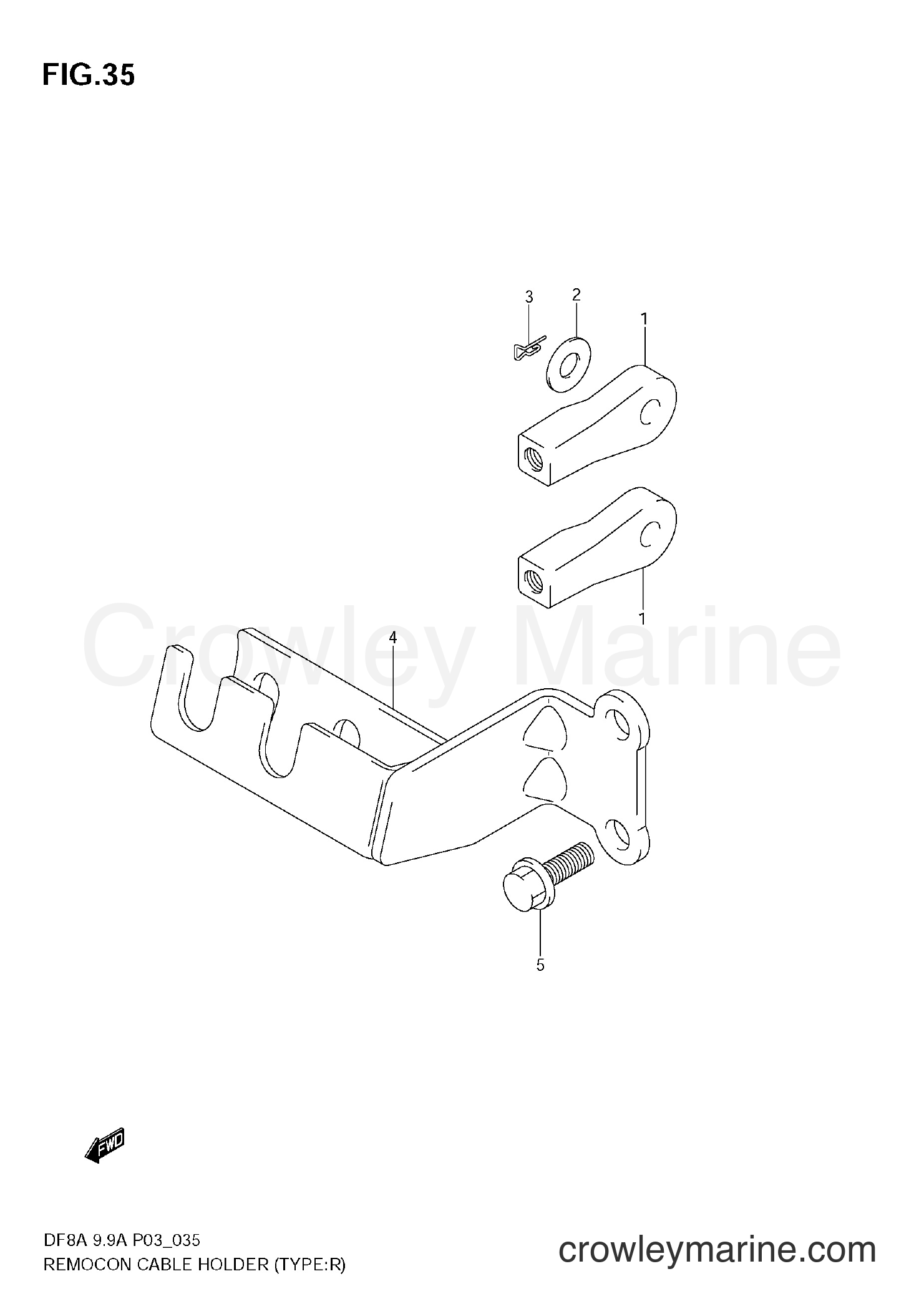 Suzuki Marine DF9.9A - REMOCON CABLE HOLDER (TYPE:R)