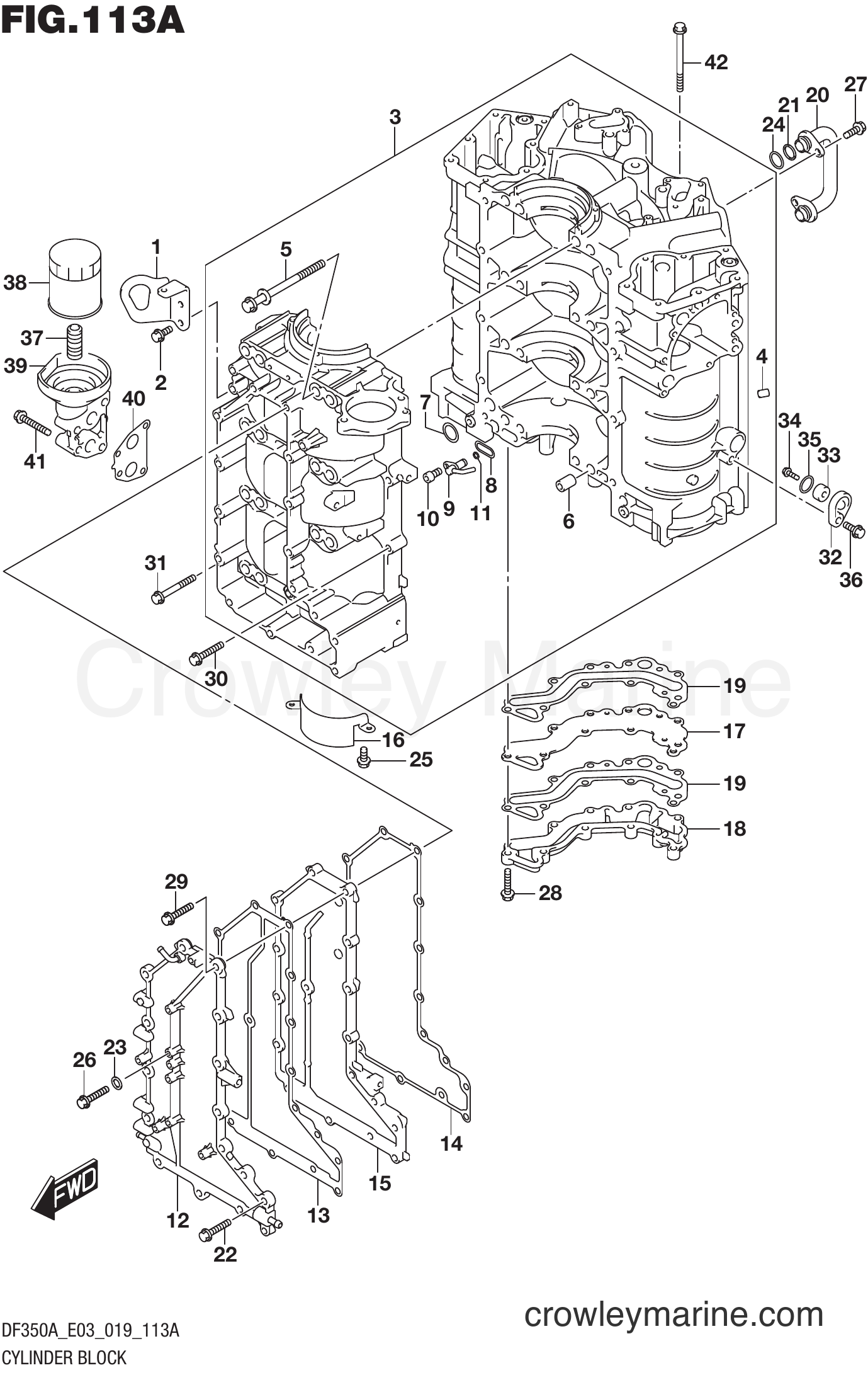 Suzuki Marine DF350A 910001~ - CYLINDER BLOCK