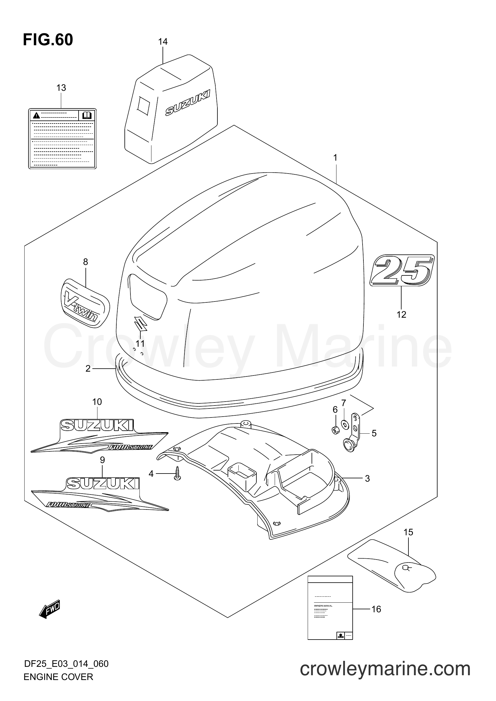 Suzuki Marine DF25 02503F-410001~ - ENGINE COVER (DF25Q E03)