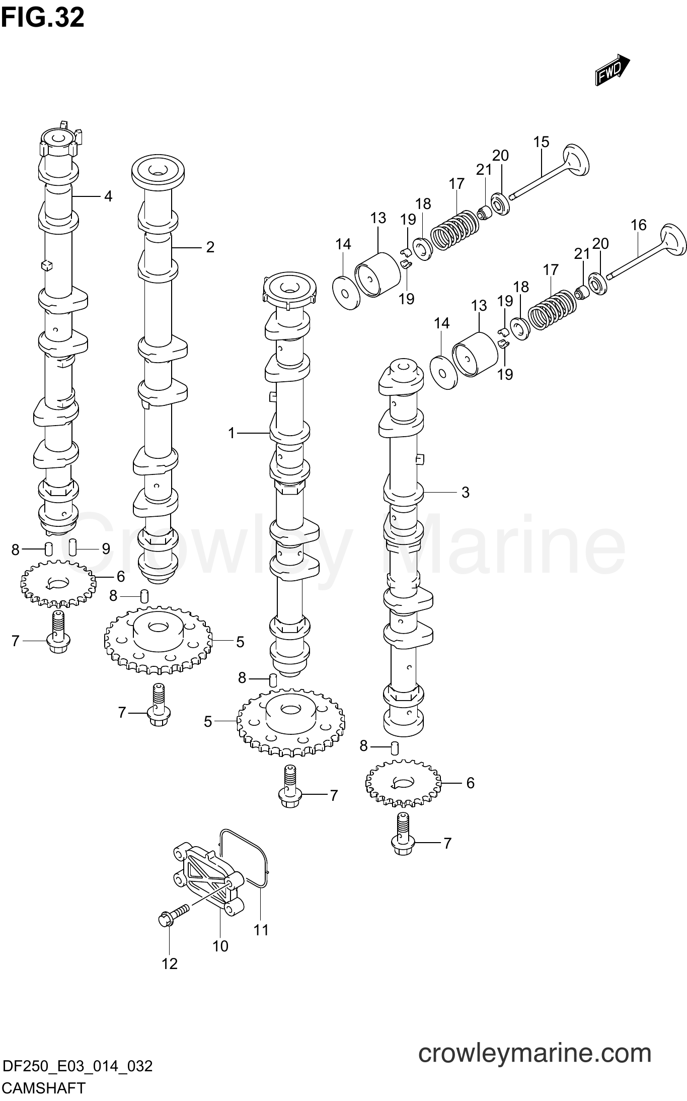 Suzuki Marine DF225 410001~ - CAMSHAFT (DF225T E03)
