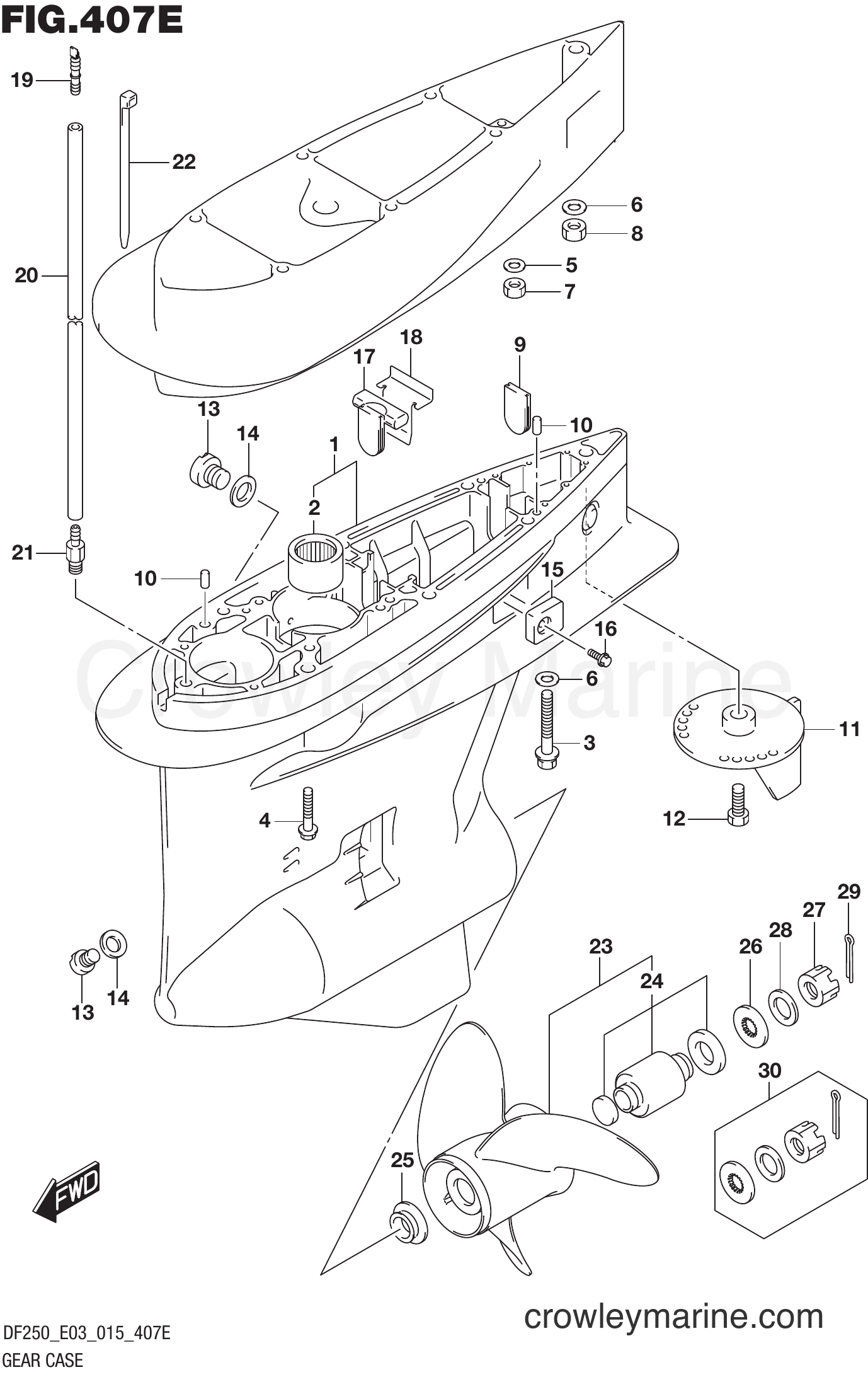 Suzuki Marine DF225T 51001~ - GEAR CASE (DF250T E03)