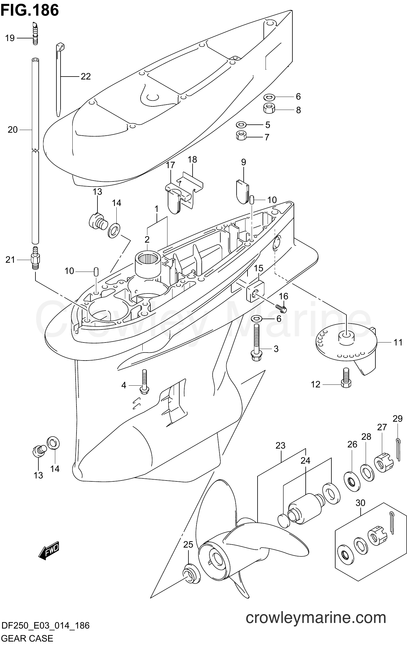 Suzuki Marine DF225 410001~ - GEAR CASE (DF250T E03)