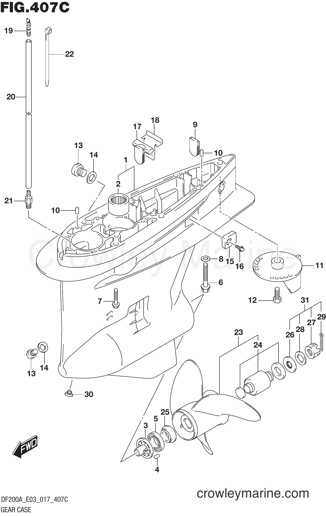 Suzuki Marine DF200AST 710001~ - GEAR CASE (DF200AZ E03)