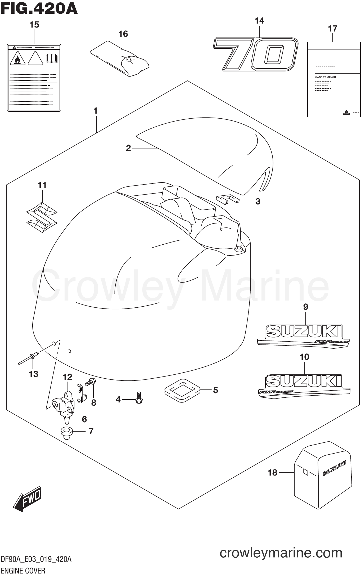 Suzuki Marine DF90A 910001~ - ENGINE COVER (DF70A)