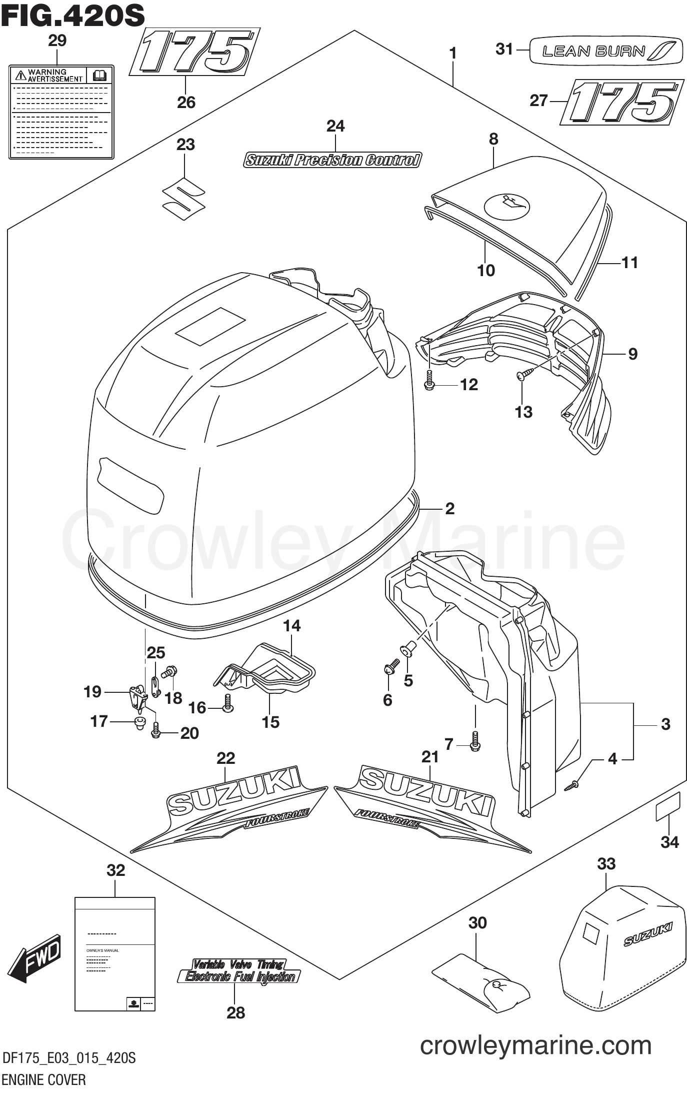 Suzuki Marine DF175Z 51001~ - ENGINE COVER (FOR Y5S) (DF175ZG E03)