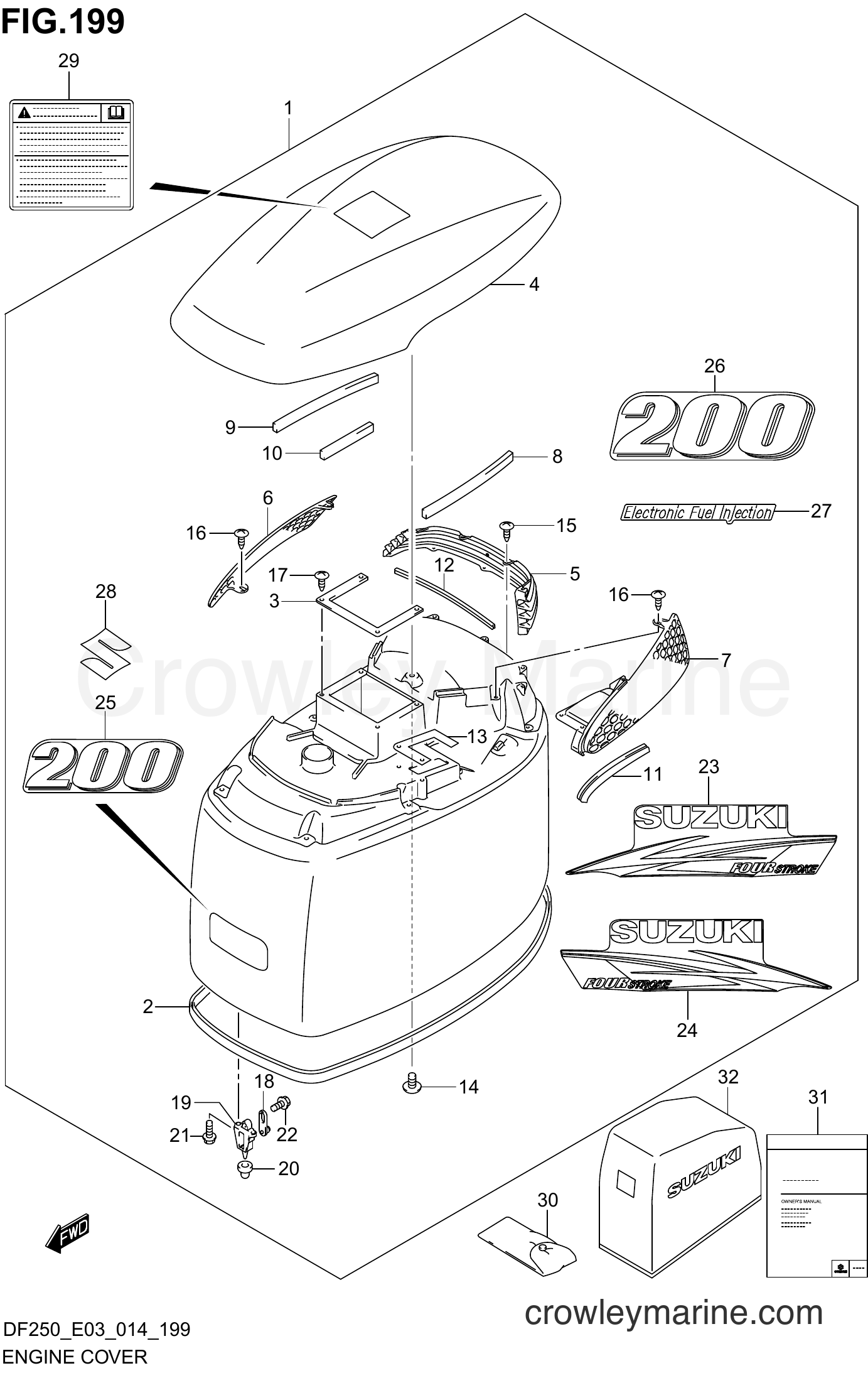 Suzuki Marine DF250 410001~ - ENGINE COVER (FOR 0EP)(DF200Z E03)