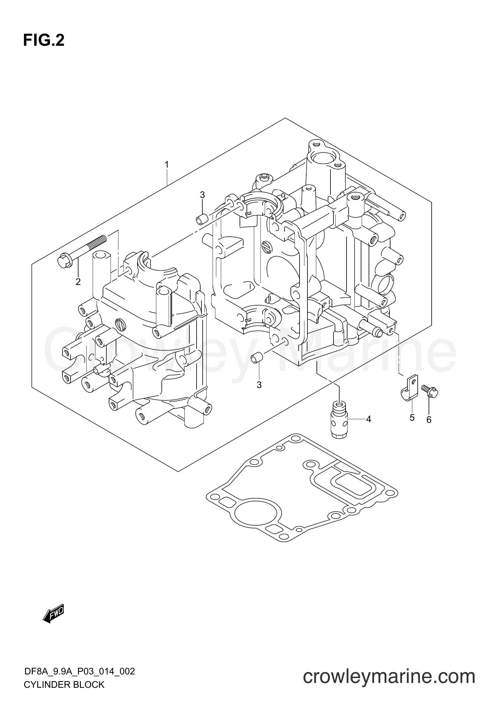 Suzuki Marine DF8A 410001~ - CYLINDER BLOCK
