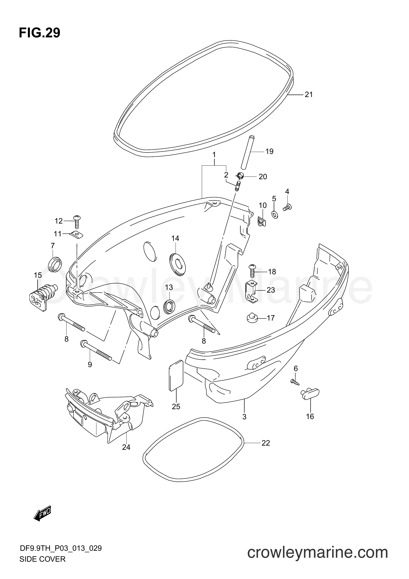 Suzuki Marine DF9.9TH 00993F-310001~ - SIDE COVER