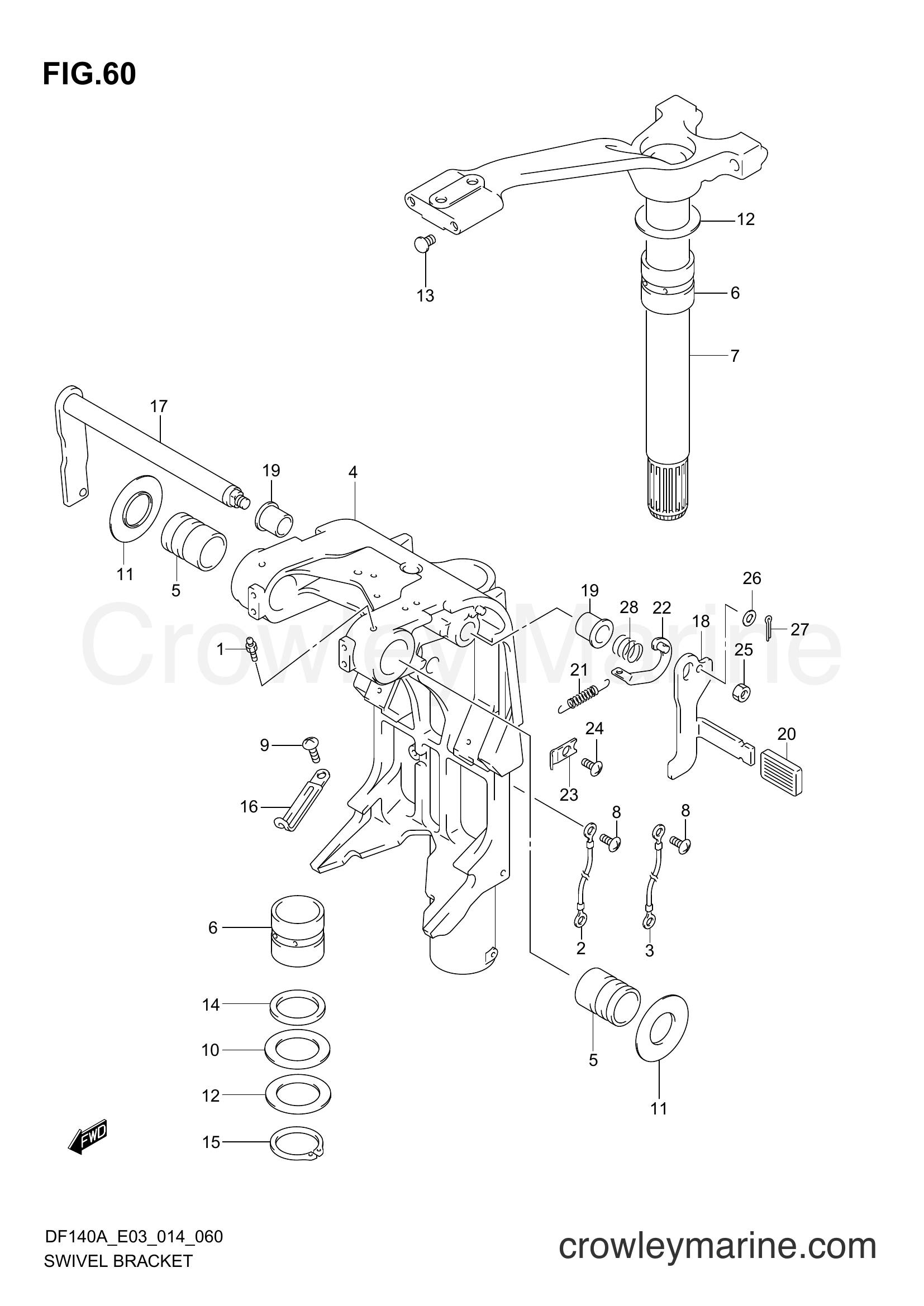 Suzuki Marine DF140AT 410001~ - SWIVEL BRACKET (DF140AZ E03)