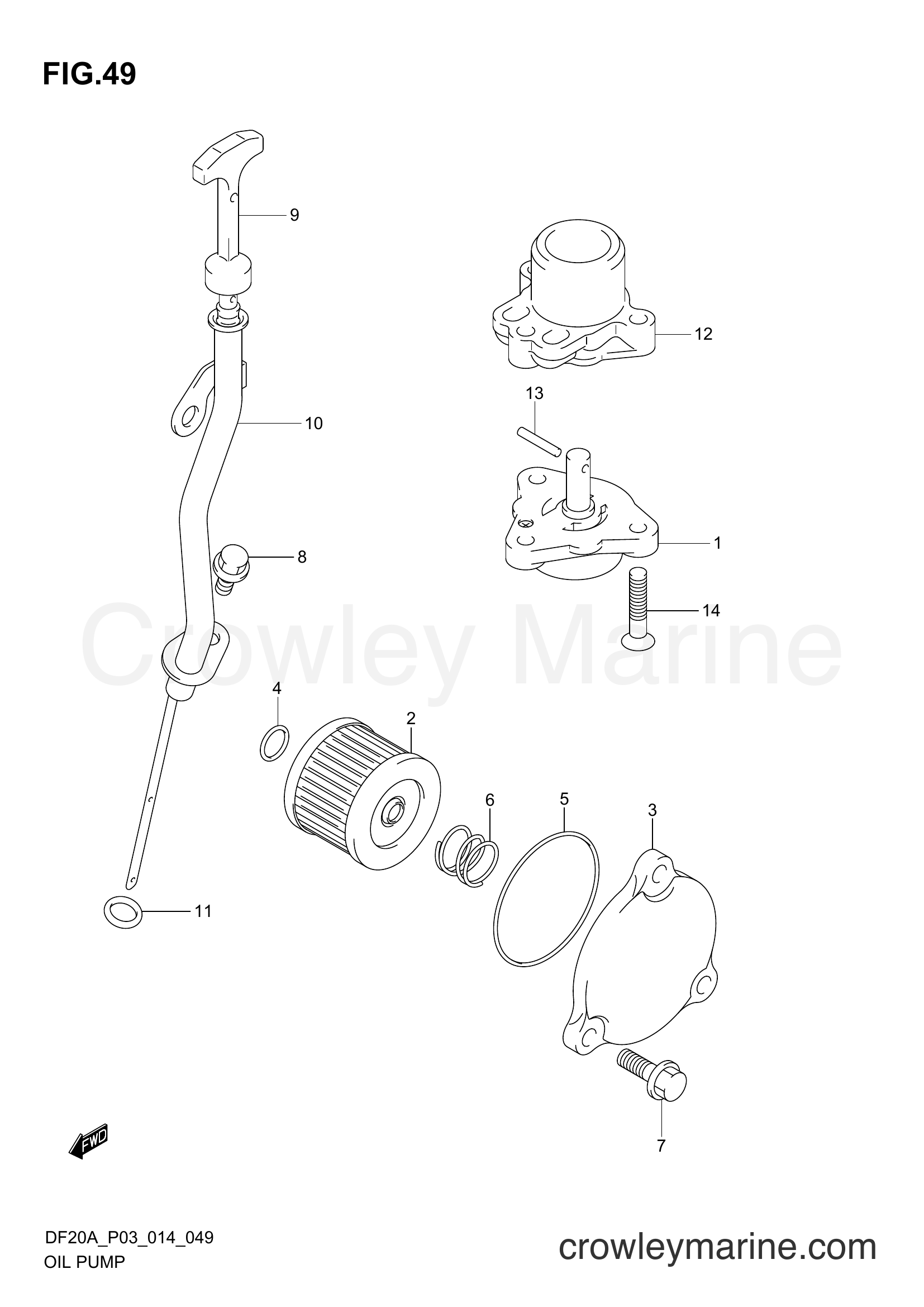 Suzuki Marine DF9.9B 00995F-01504 - OIL PUMP