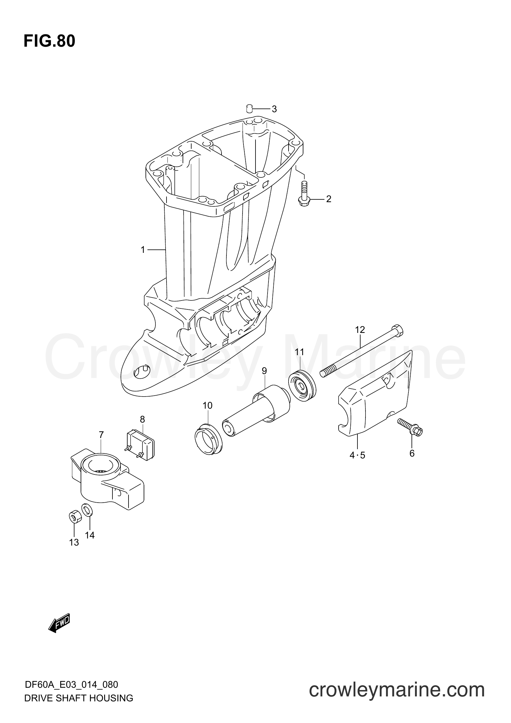 Suzuki Marine DF50A 410001~ - DRIVE SHAFT HOUSING (DF60A E03)