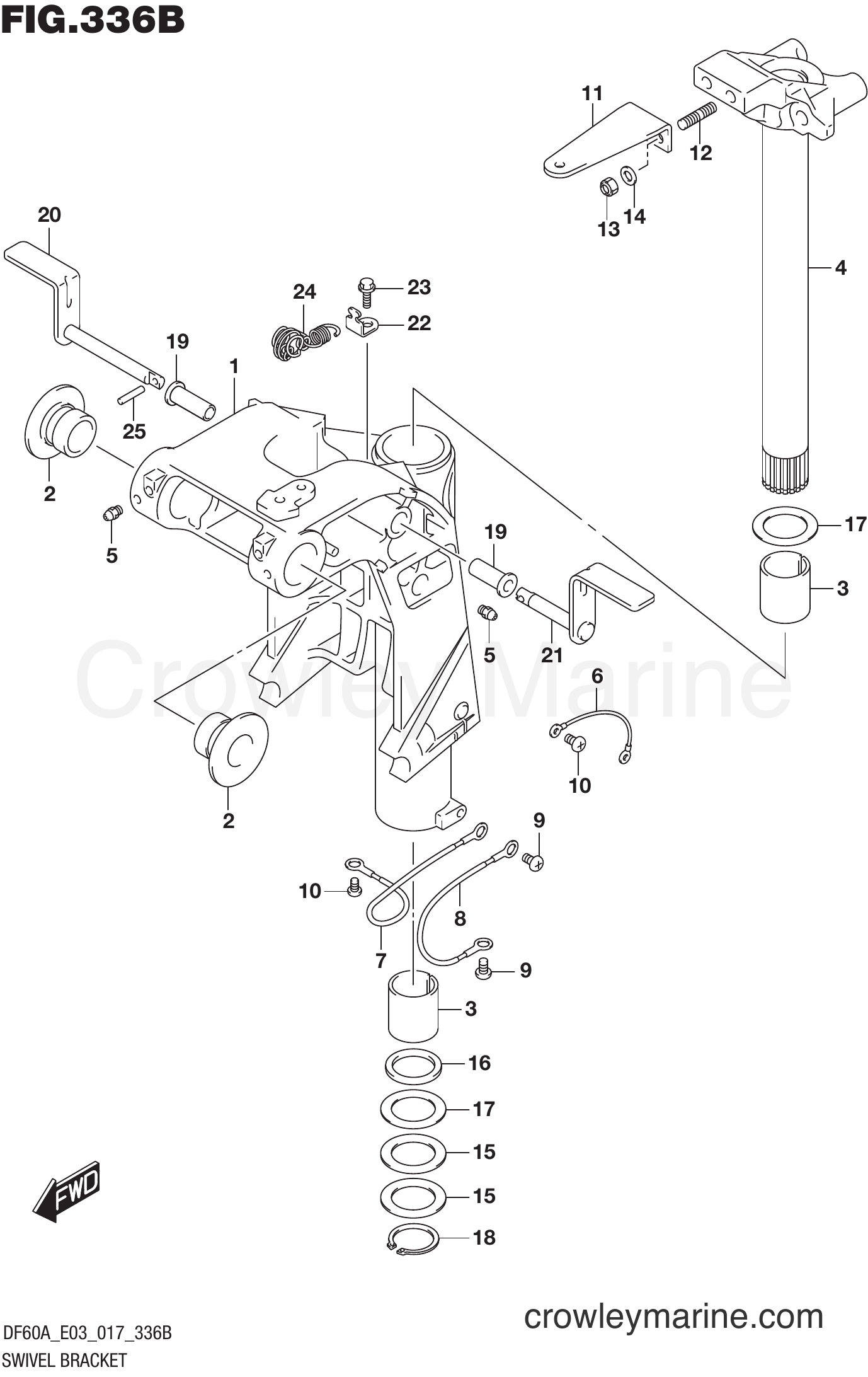 Suzuki Marine DF40A 710001~ - SWIVEL BRACKET (DF50A E03)