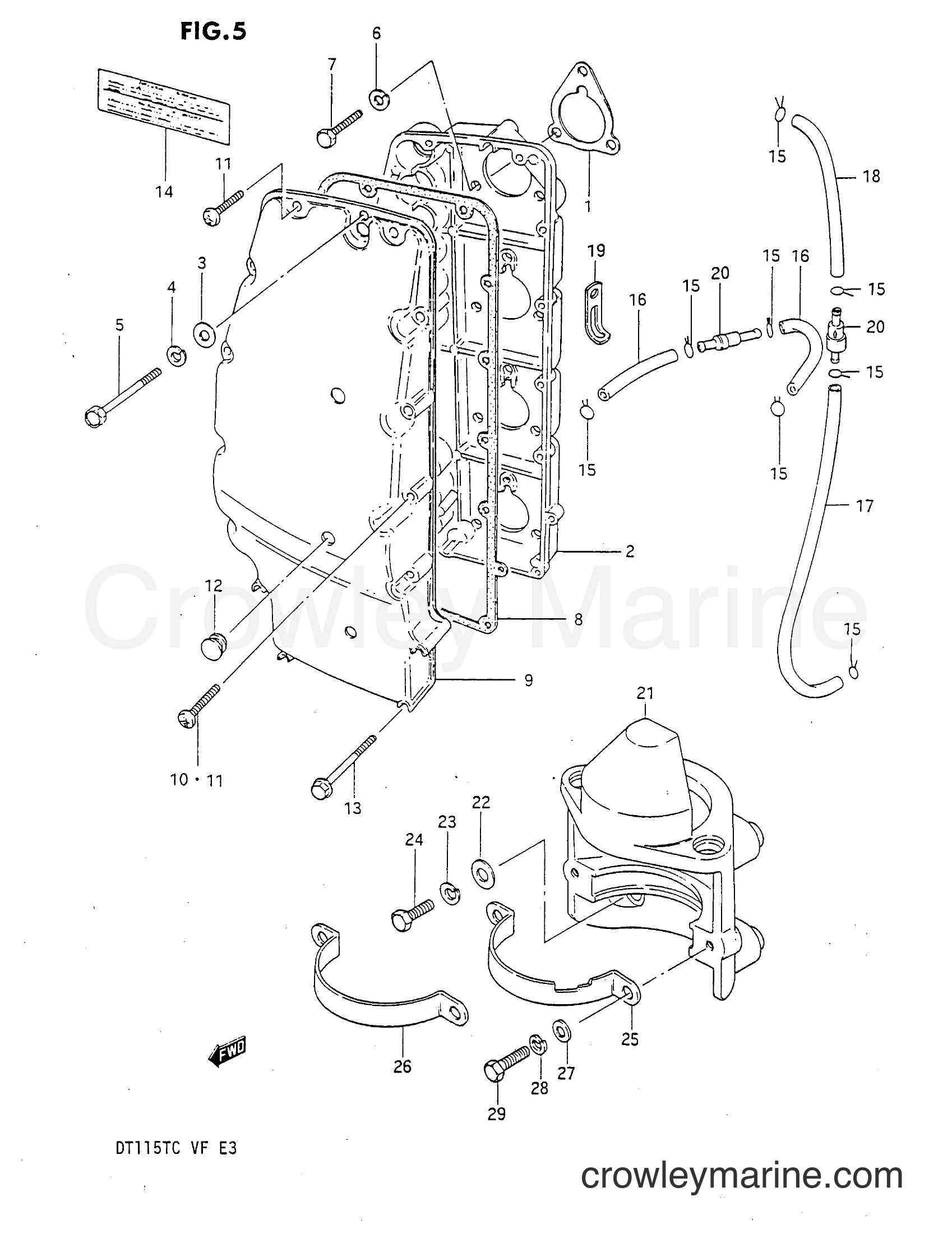 1983 Two-Stroke Outboard 115 - DT115 - SILENCER - MOTOR BRACKET