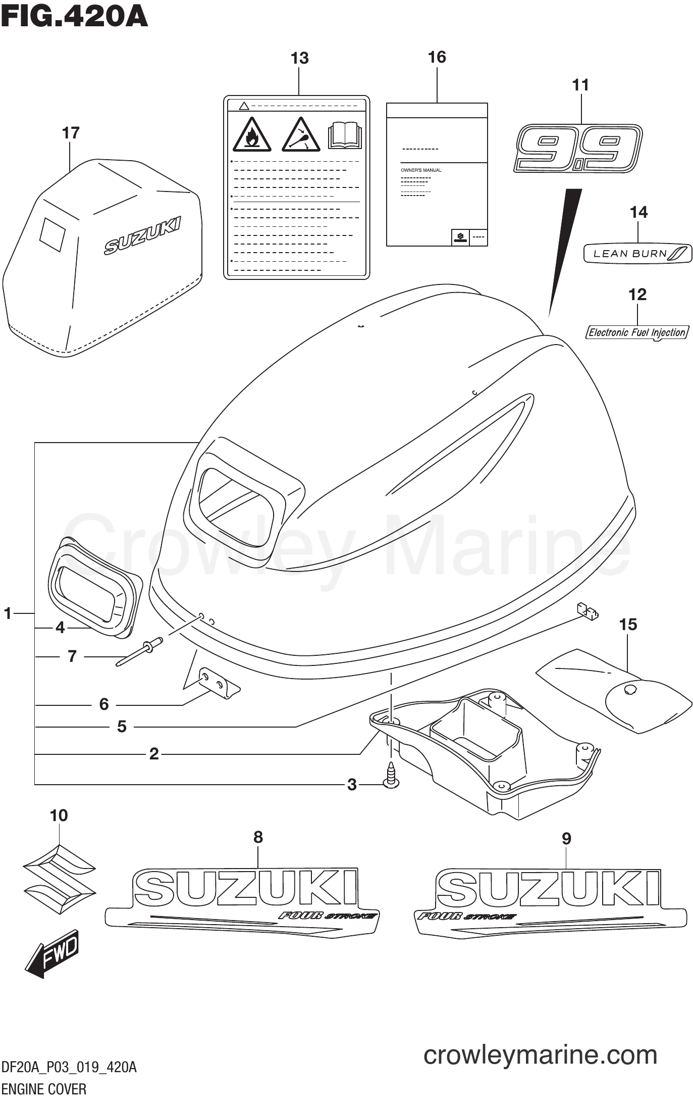 Suzuki Marine DF9.9BTH 910001~ - ENGINE COVER (DF9.9B)
