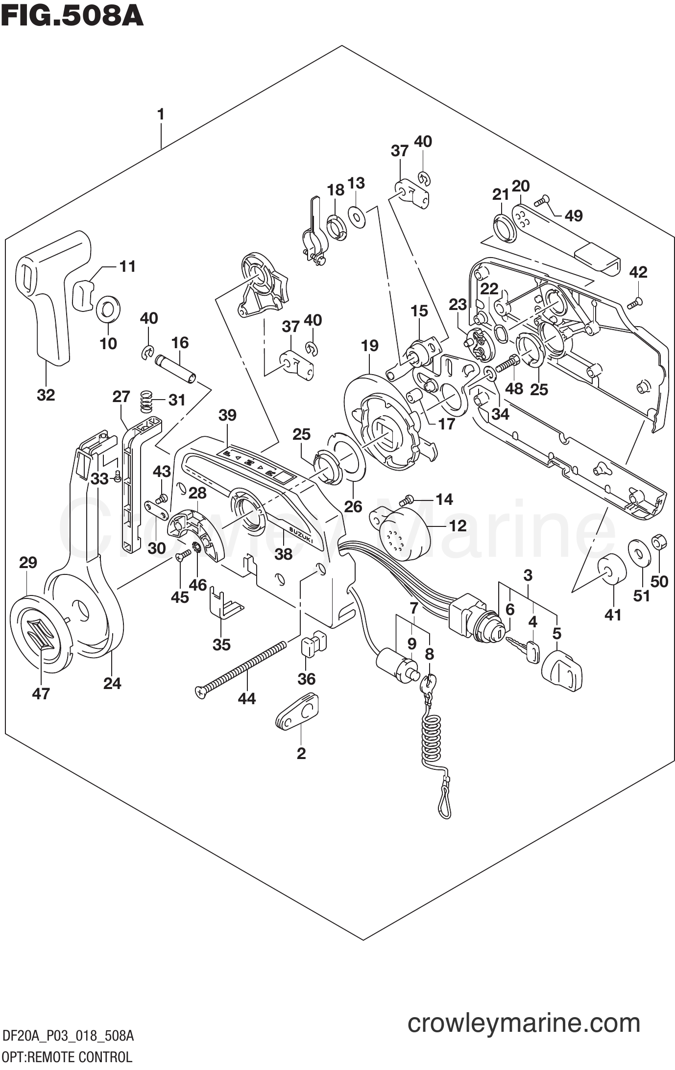 Suzuki Marine DF9.9BTH 810001~ - OPT:REMOTE CONTROL (DF9.9B)(DF15A)(DF20A)