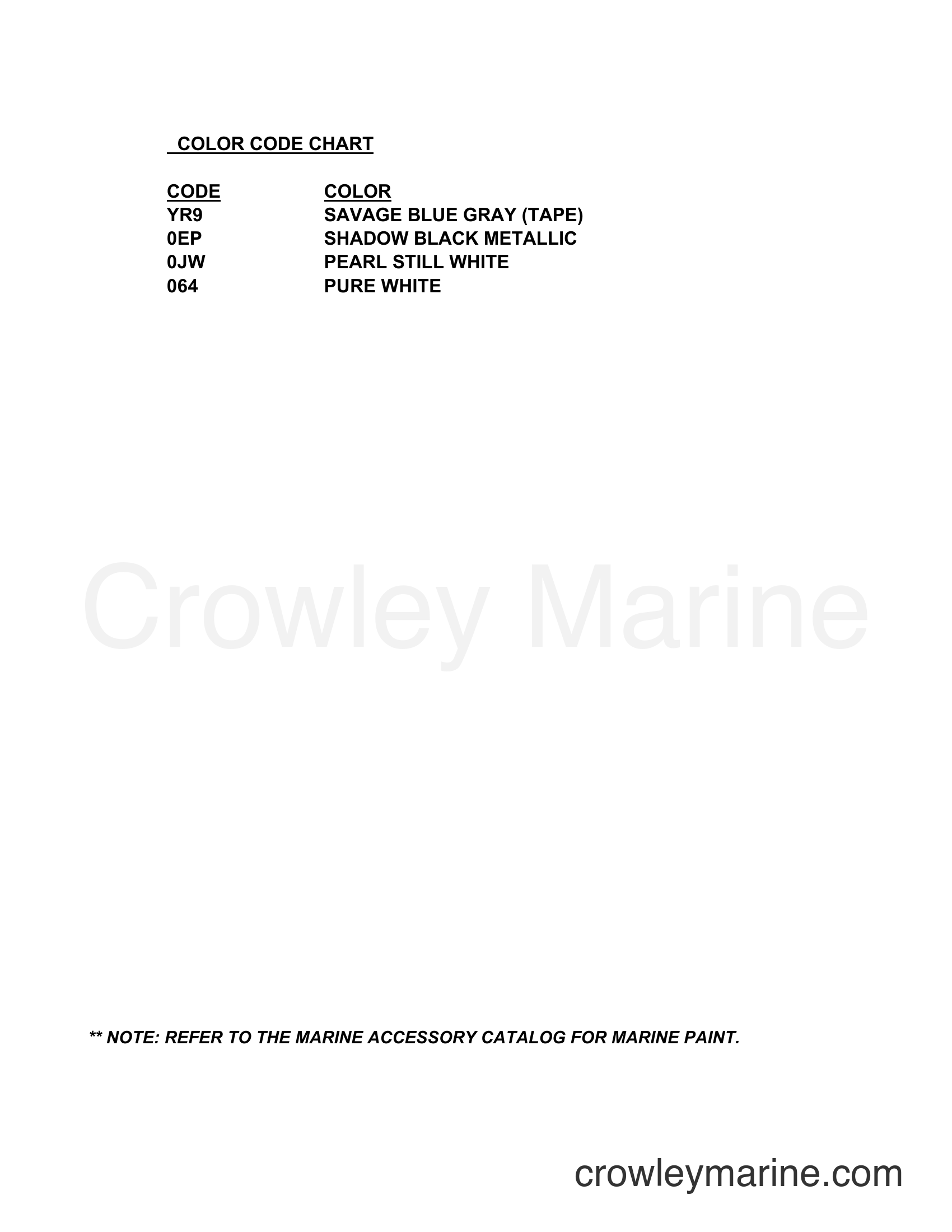 Suzuki Marine DT5Y - COLOR CHART