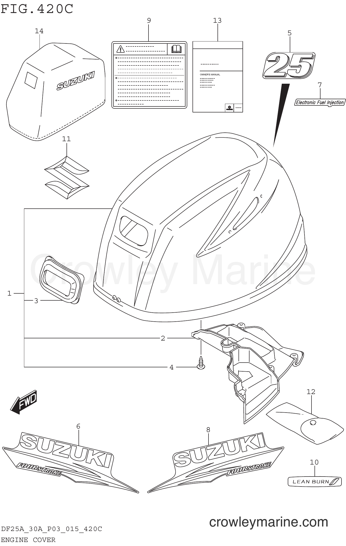 Suzuki Marine DF30AT 510001~ - ENGINE COVER (DF25AT P03)