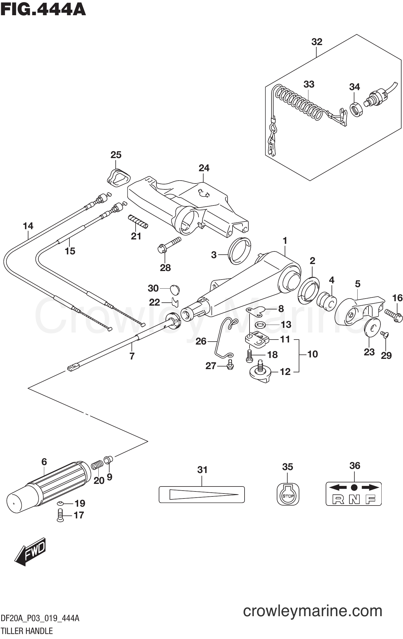Suzuki Marine DF9.9B 910001~ - TILLER HANDLE (DF9.9B)(DF9.9BTH)(DF15A)(DF15ATH)(DF20A)(DF20ATH)