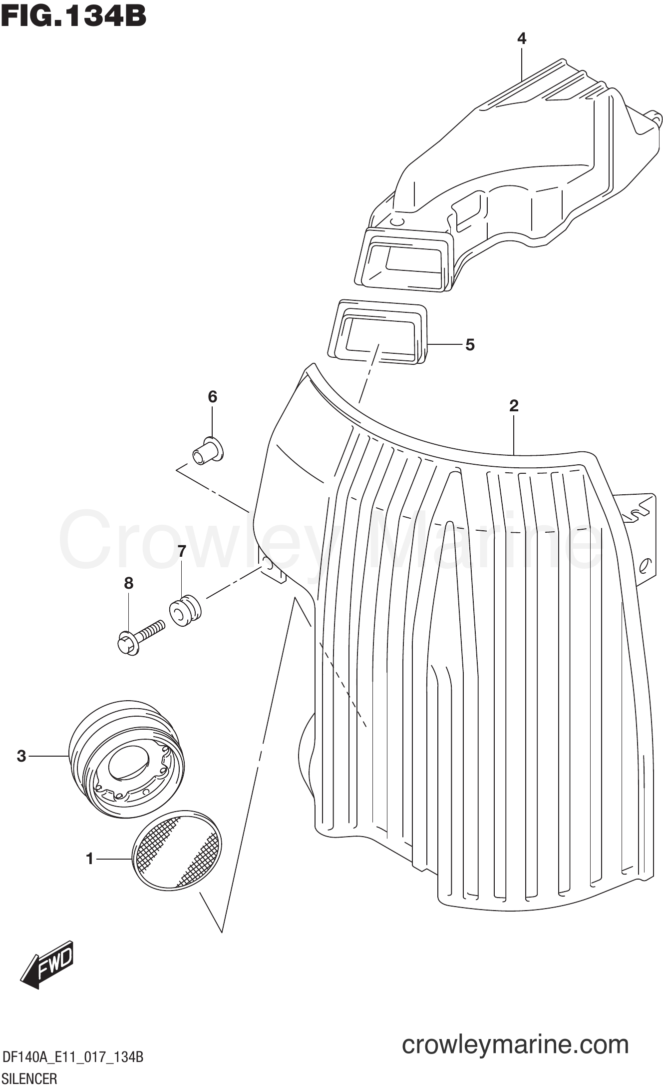 Suzuki Marine DF100AT 710001~ - SILENCER (DF115AT E11)