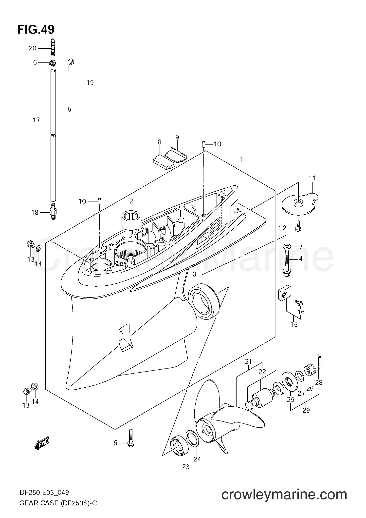 GEAR CASE (DF250S) - 2004 Four-Stroke Outboard 200 DF200 | Crowley Marine