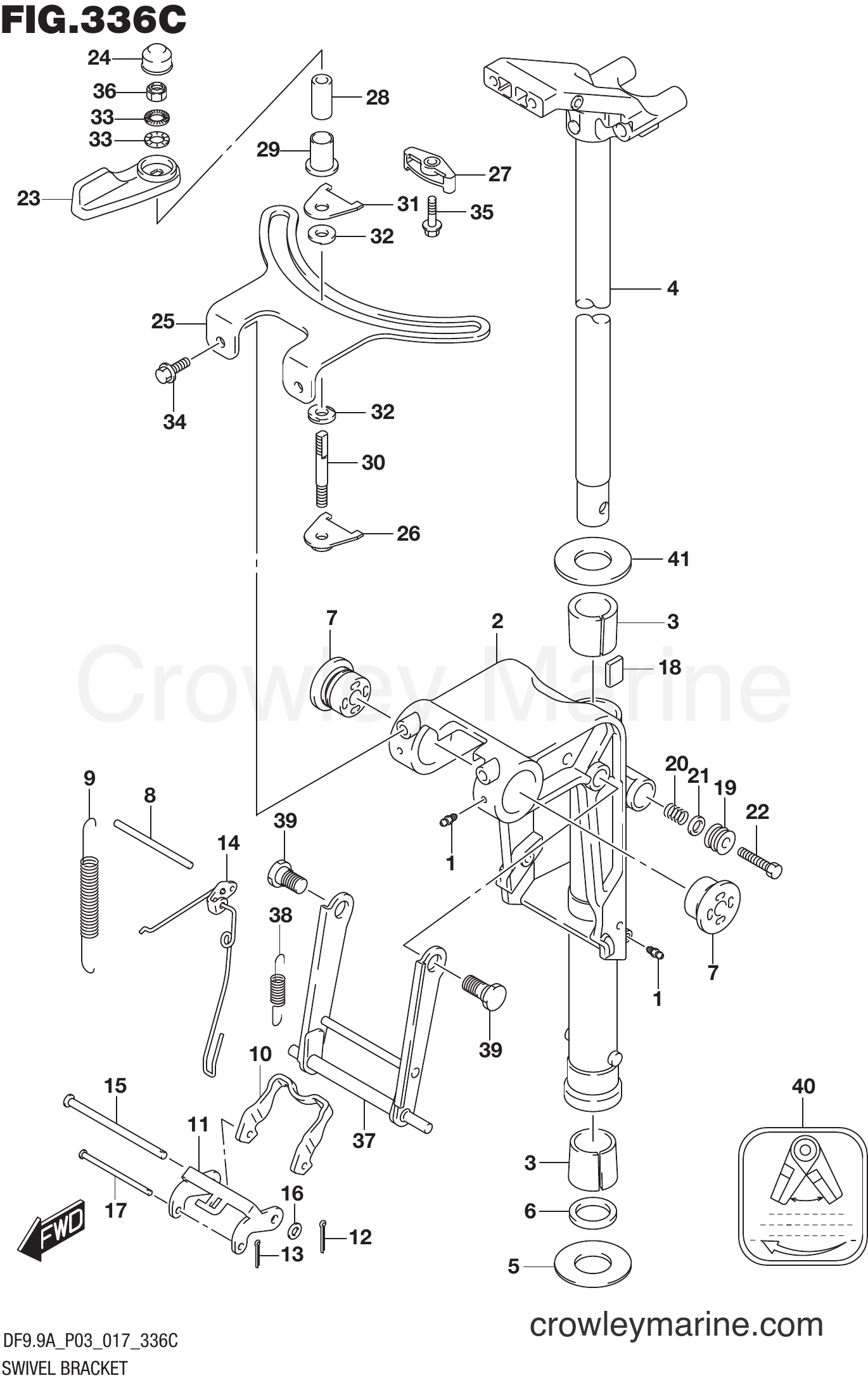 Suzuki Marine DF8AR 710001~ - SWIVEL BRACKET (DF9.9A P03)