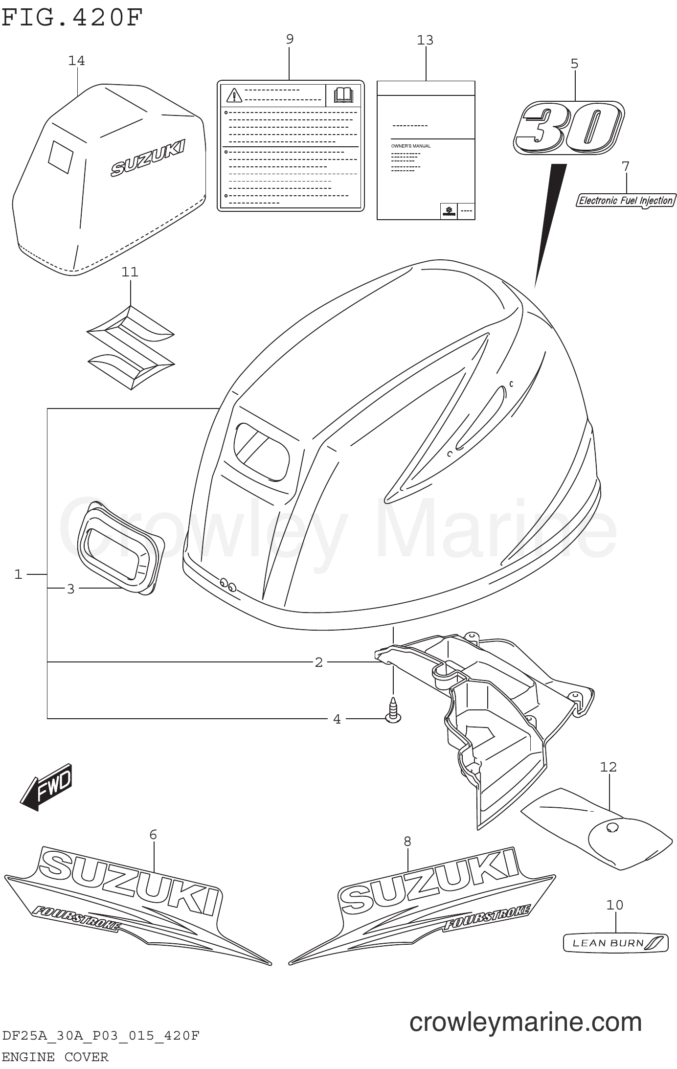 Suzuki Marine DF25AR 510001~ - ENGINE COVER (DF30ATH P03)