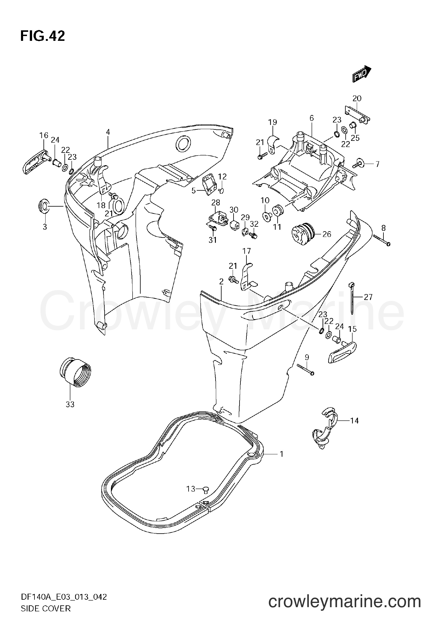 SIDE COVER - Serial Range Four-Stroke Outboard 140 DF140A 310001 ...