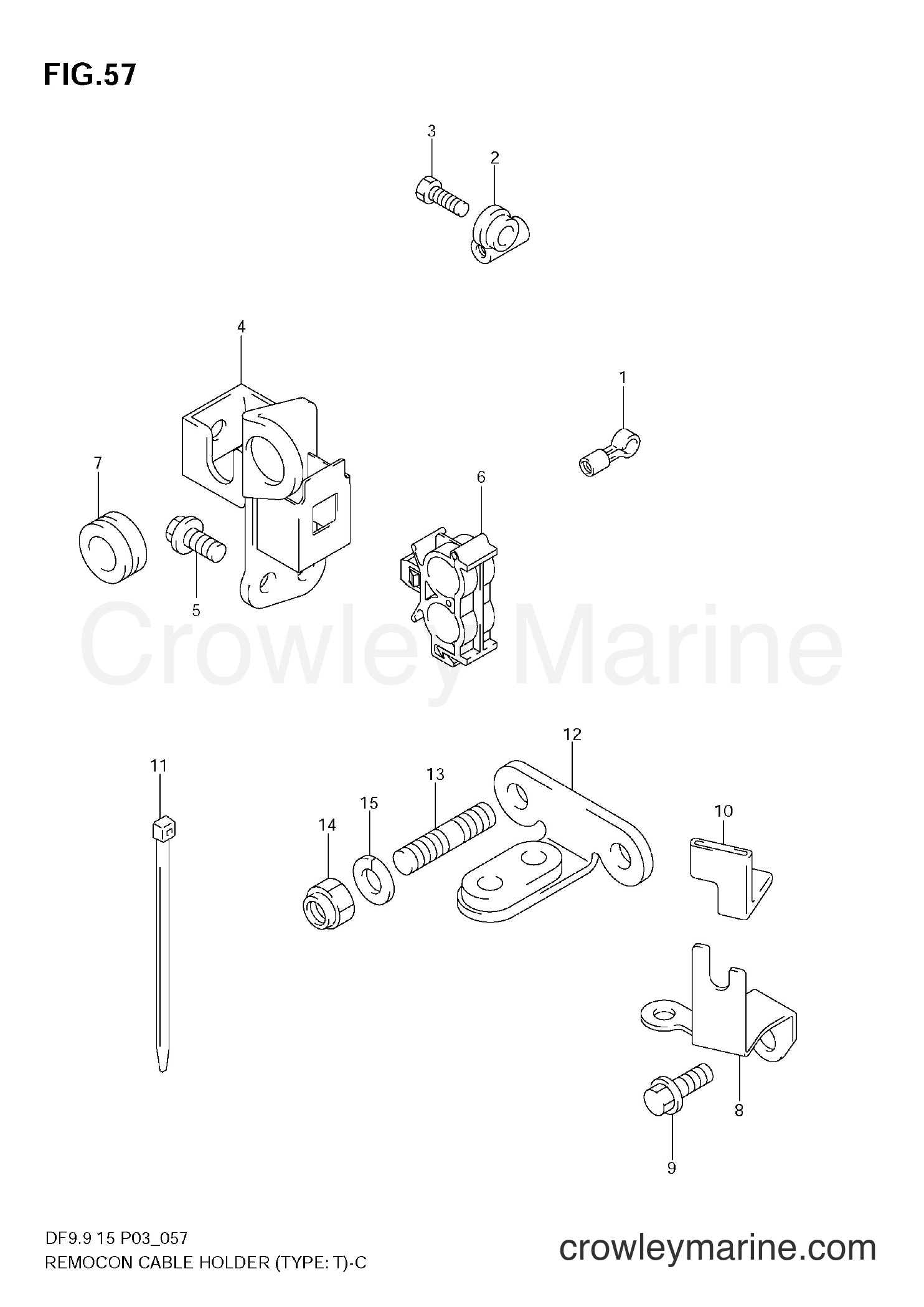 Suzuki Marine DF15 - REMOCON CABLE HOLDER (TYPE:T)