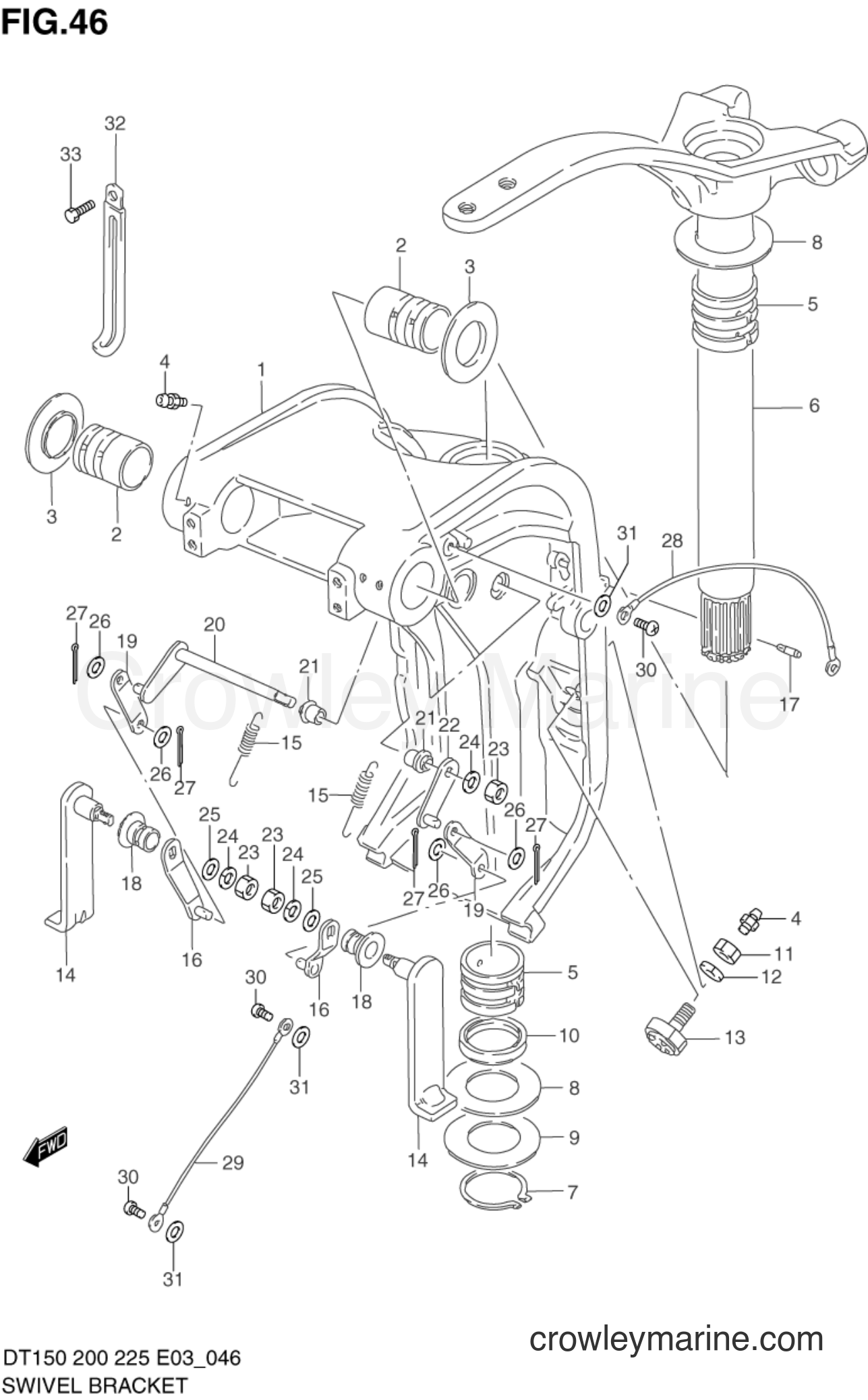 Suzuki Marine DT225 - SWIVEL BRACKET