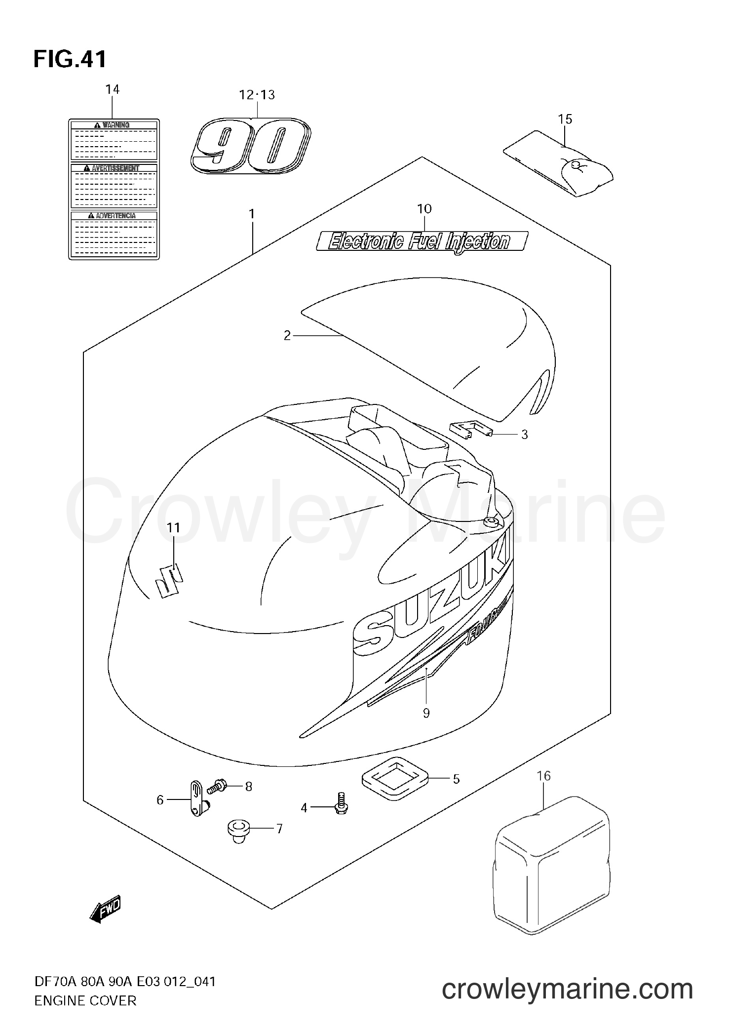 Suzuki Marine DF70A 07003F-210001~ - ENGINE COVER (DF90A)