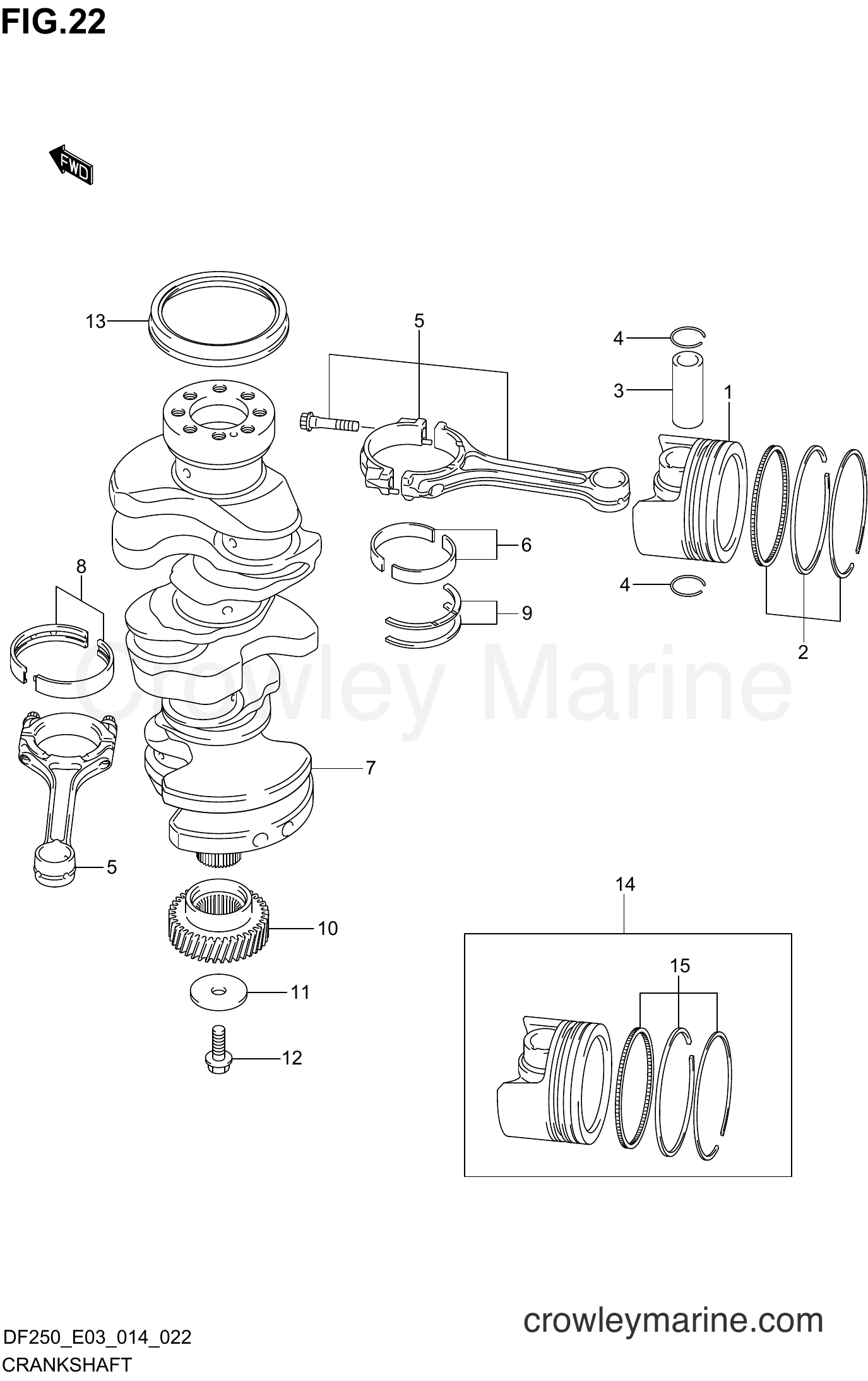 Suzuki Marine DF250 410001~ - CRANKSHAFT (DF250ST E03)