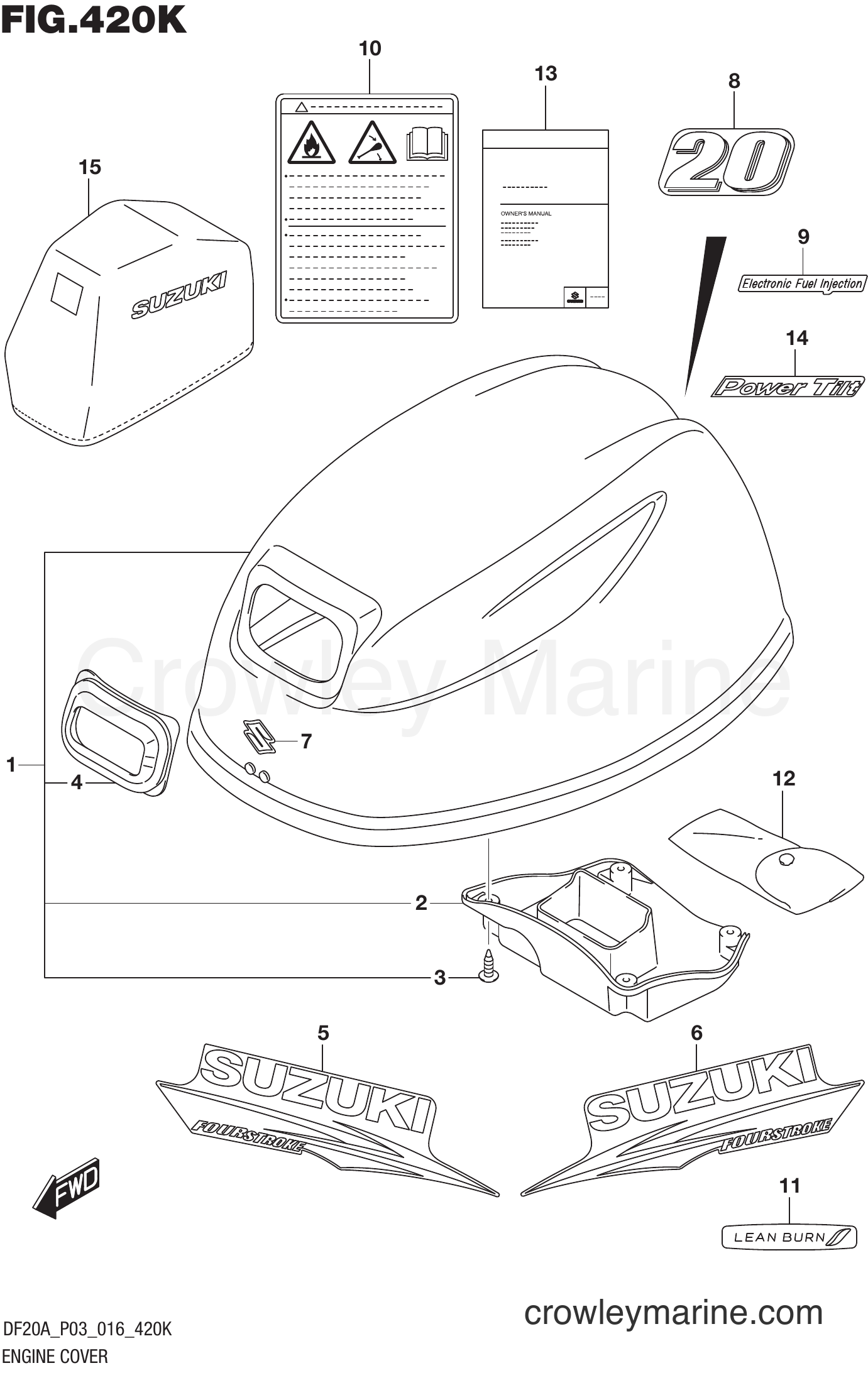 Suzuki Marine DF15A 610001~ - ENGINE COVER (DF20ATH P03)