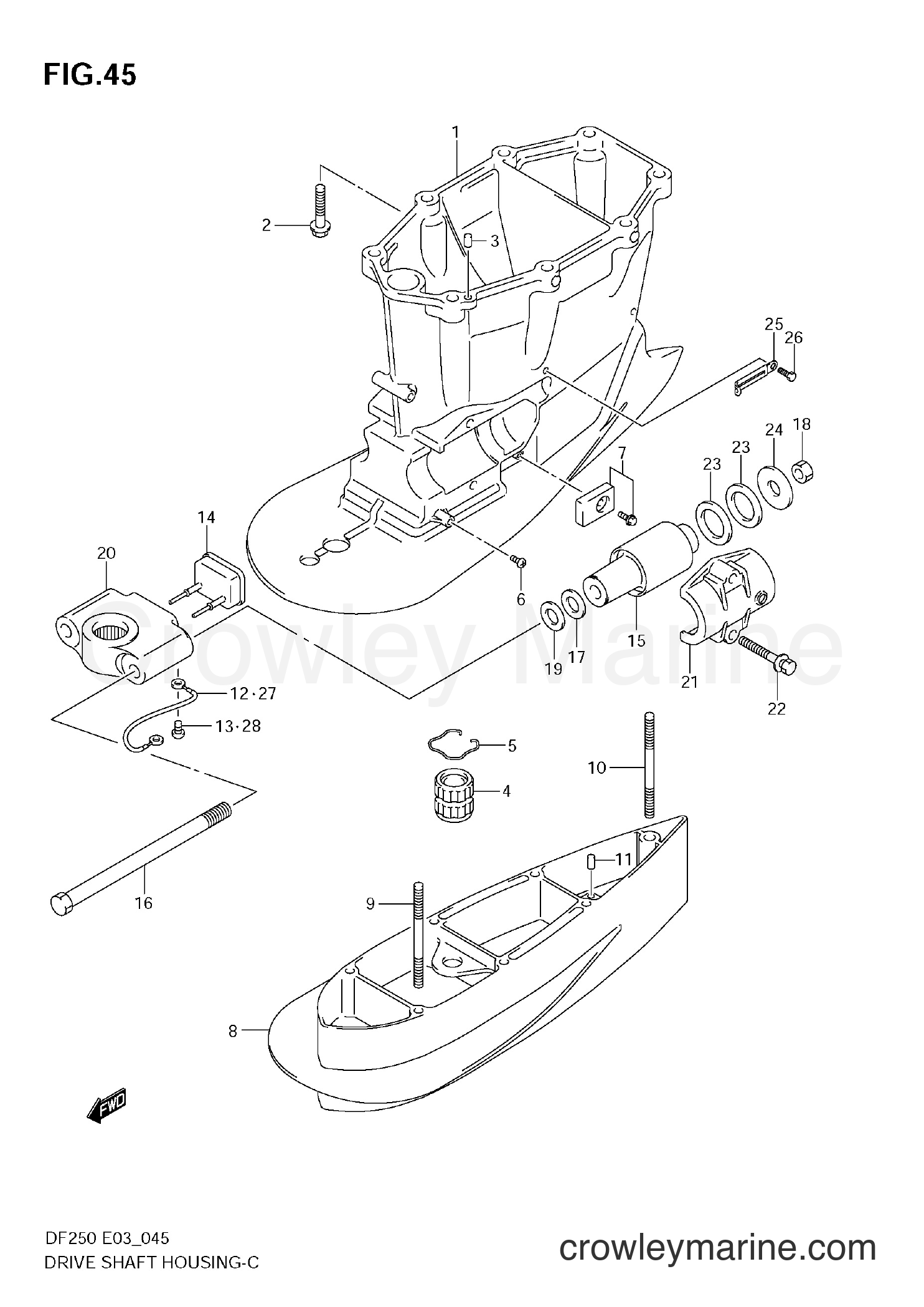 DRIVE SHAFT HOUSING - 2004 Four-Stroke Outboard 200 DF200 | Crowley Marine