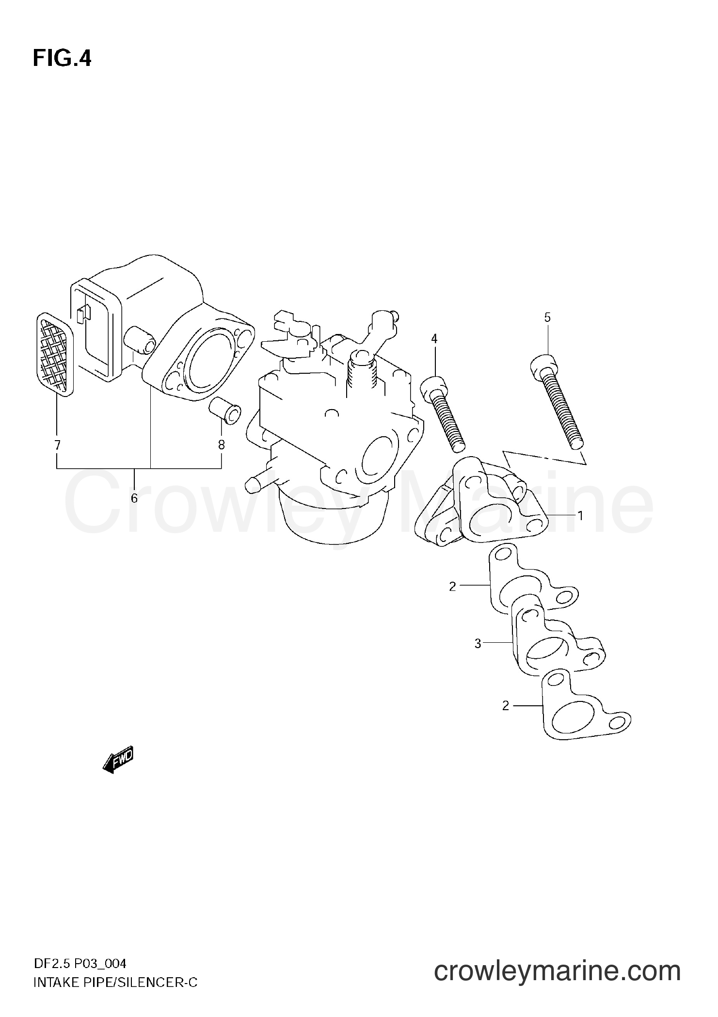Suzuki Marine DF2.5 - INTAKE PIPE / SILENCER