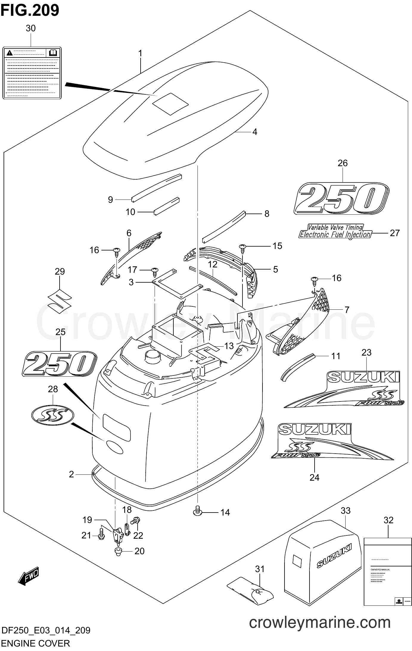 Suzuki Marine DF225 410001~ - ENGINE COVER (DF250ST E03)