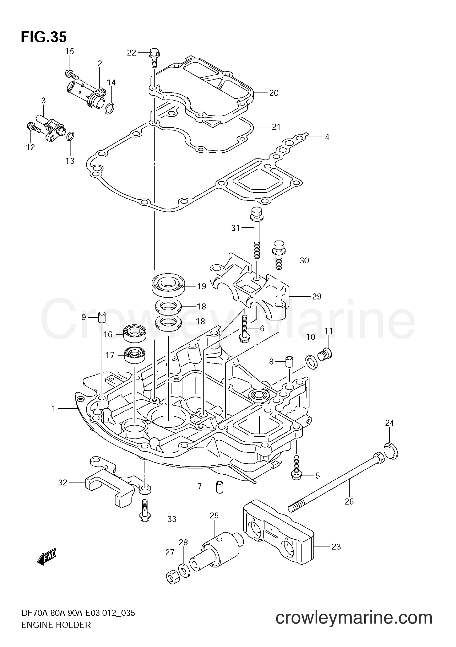 Suzuki Marine DF80A 08002F-210001~ - ENGINE HOLDER