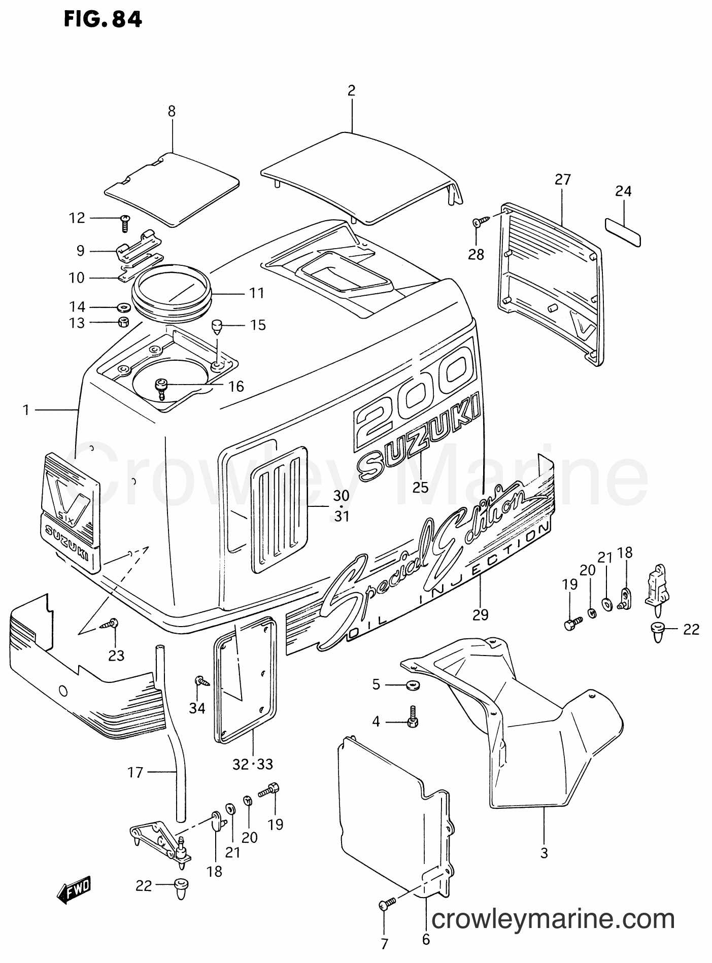 Suzuki Marine DT150 - ENGINE COVER (DT200A) (MODEL:87)