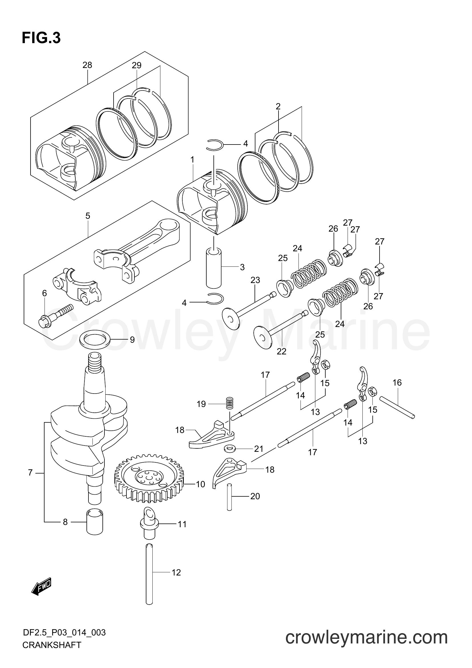 Suzuki Marine DF2.5 00252F-410001~ - CRANKSHAFT