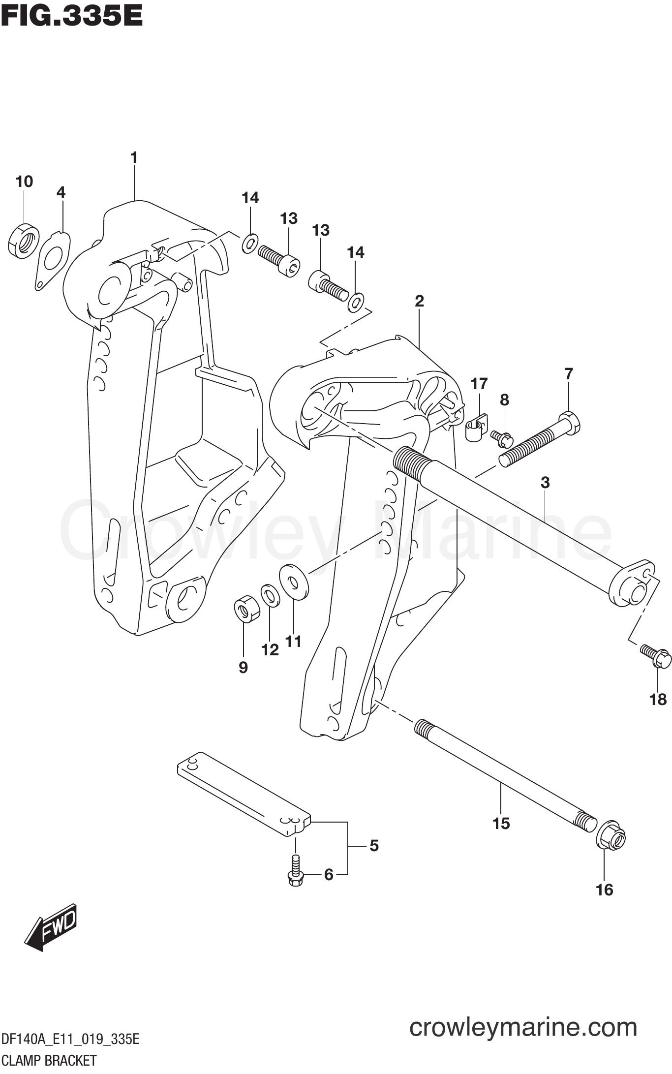 Suzuki Marine DF115AZ 910001~ - CLAMP BRACKET (DF140AT E40)(DF140AZ E40)