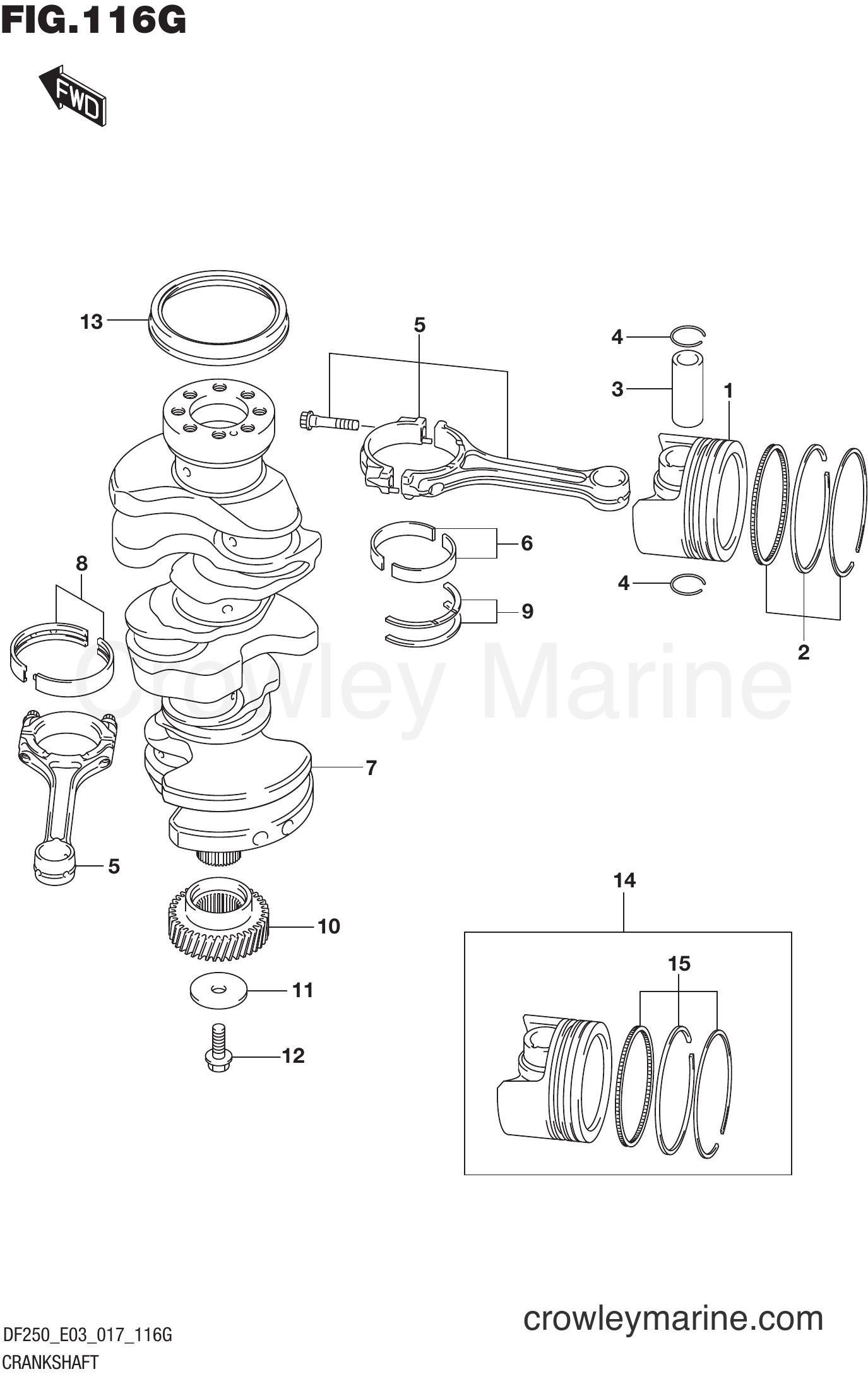 Suzuki Marine DF250T 710001 - CRANKSHAFT (DF250ST E03)