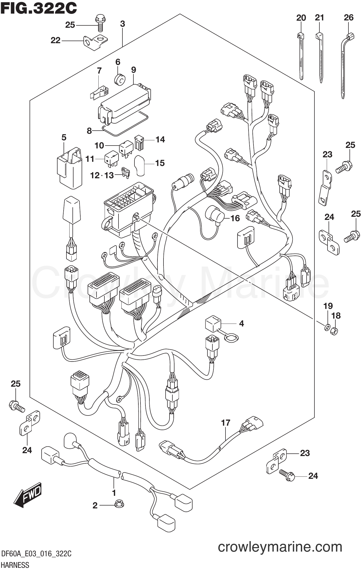 Suzuki Marine DF50AVT 610001~ - HARNESS (DF60A E03)