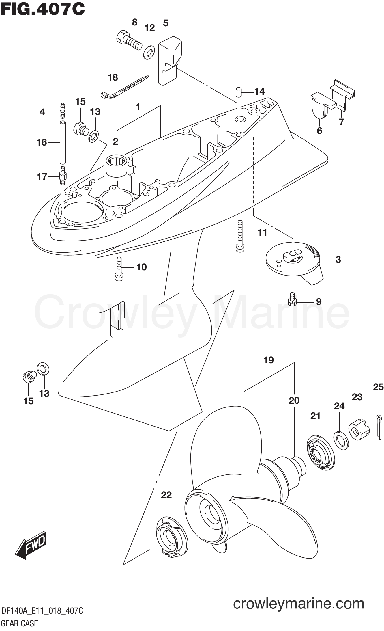 Suzuki Marine DF140AZ 810001~ - GEAR CASE (DF115AT E40)(DF140AT E40)