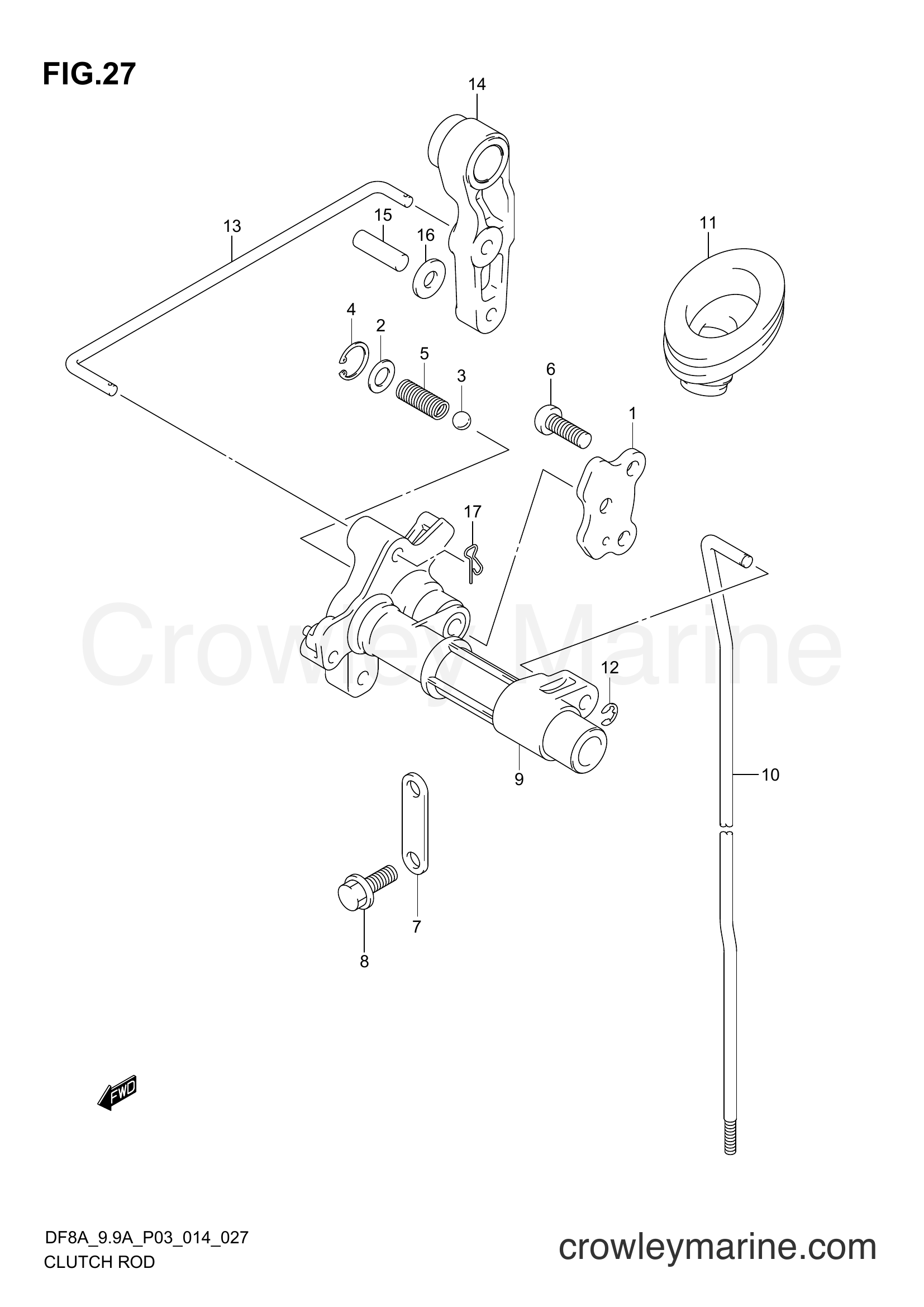 Suzuki Marine DF9.9A 410001~ - CLUTCH ROD (DF8AR P03)