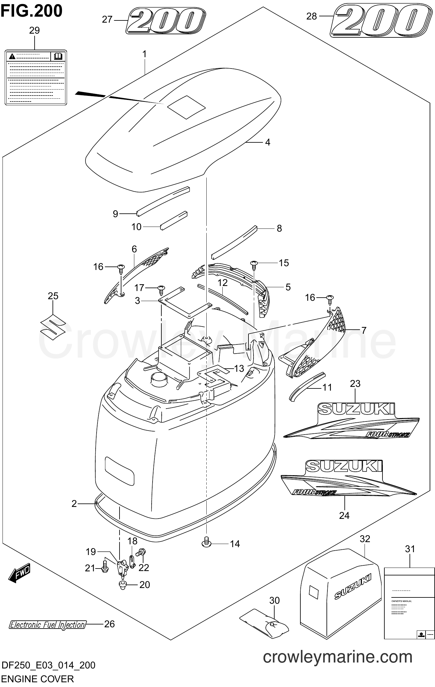 Suzuki Marine DF225 410001~ - ENGINE COVER (FOR Y5S)(DF200Z E03)